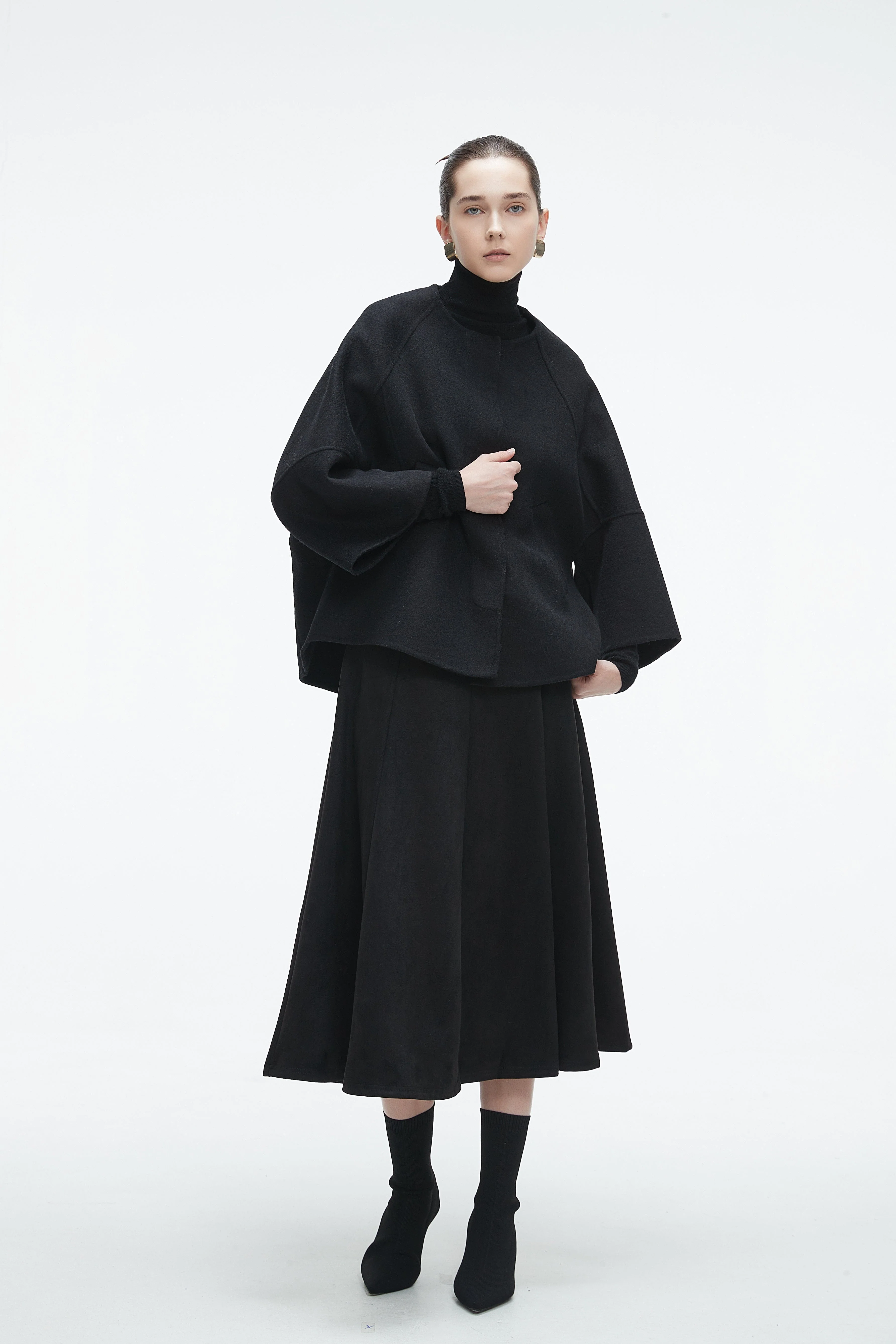 Solid Long Wide Sleeve Jacket for Work - Image 6