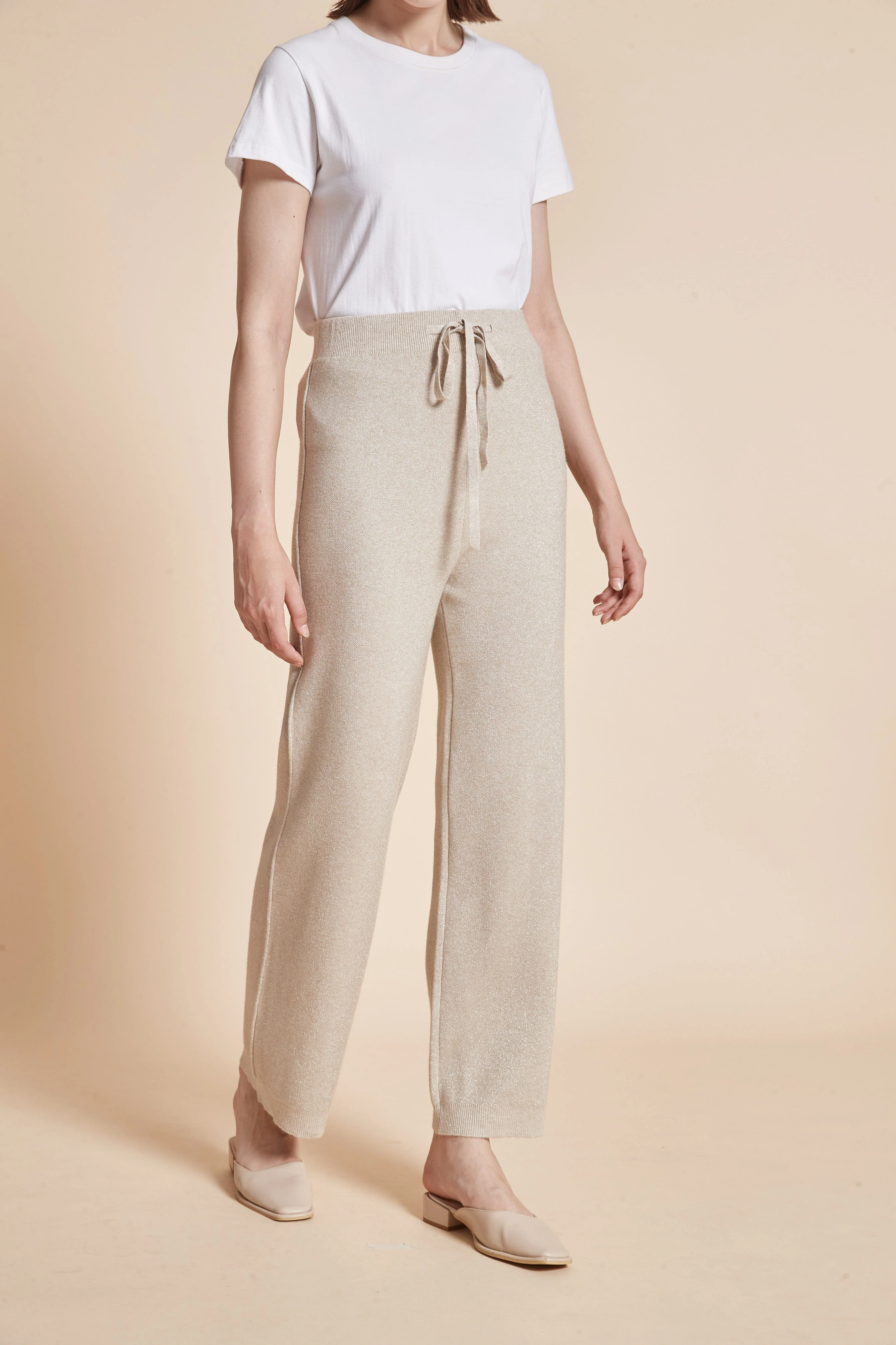 Plain Long Pants With High Waist Tie And Wide Legs - Image 4