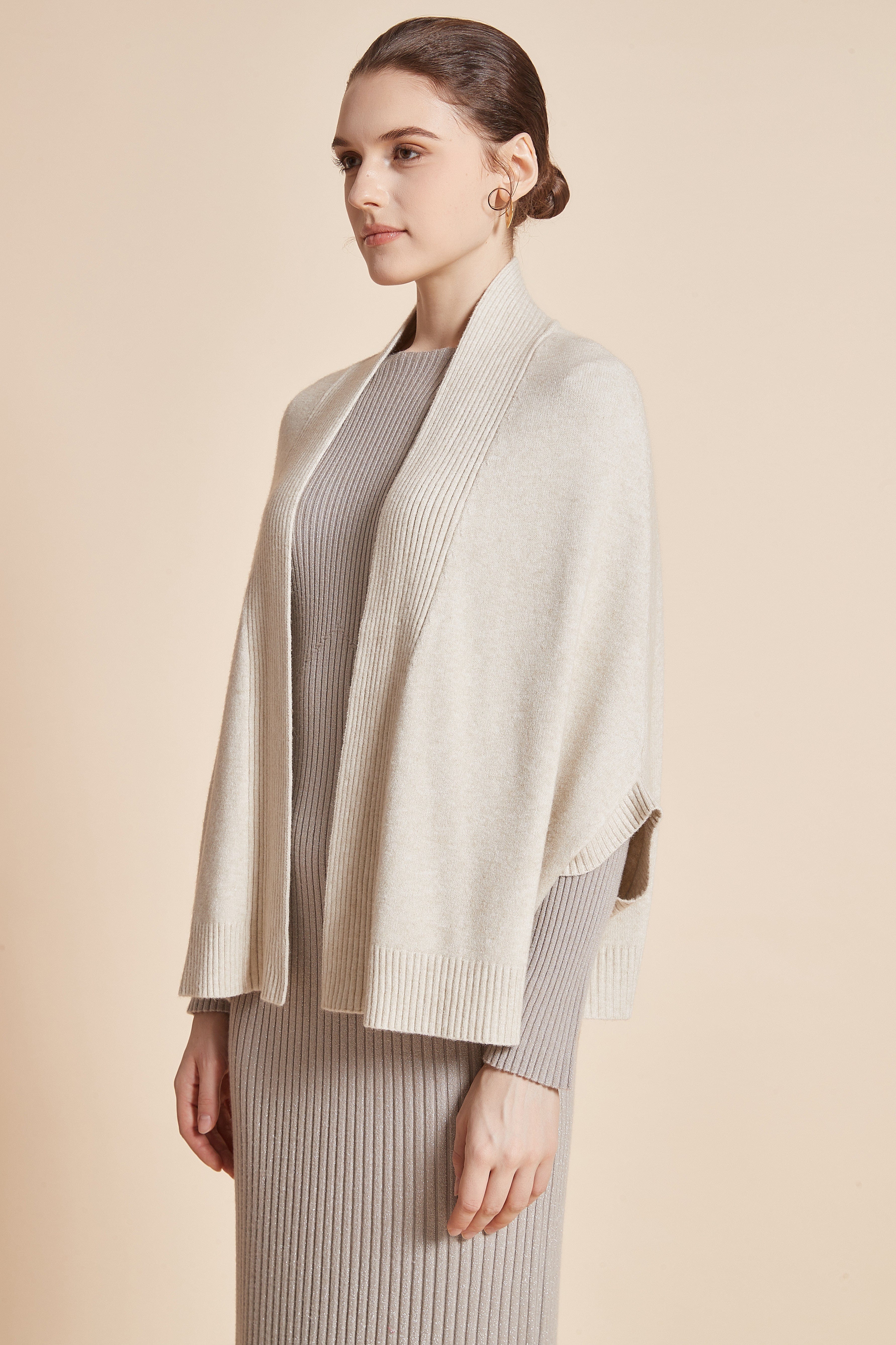 Plain Open-Front Jacket With 3/4 Sleeves - Image 3