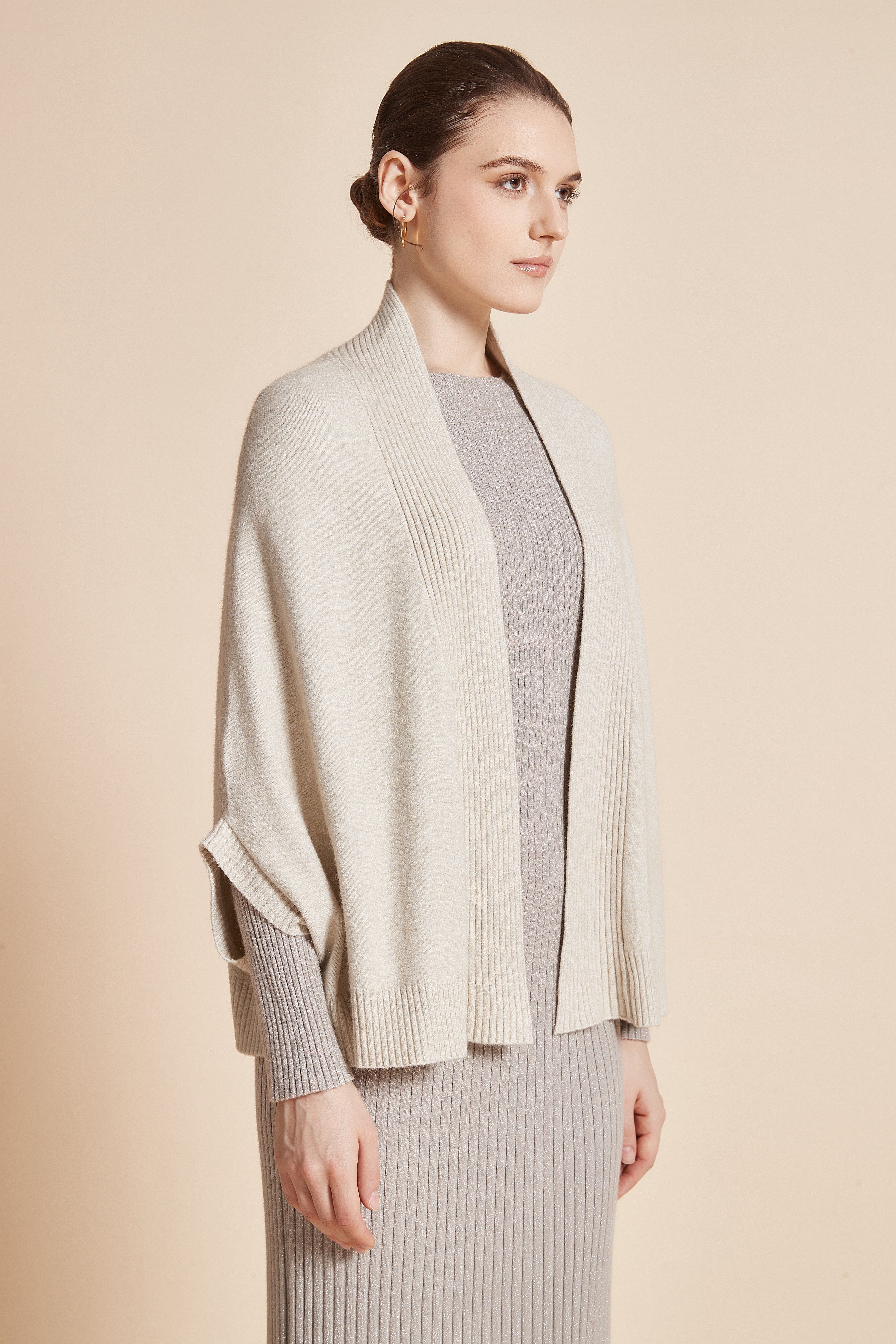 Plain Open-Front Jacket With 3/4 Sleeves - Image 4