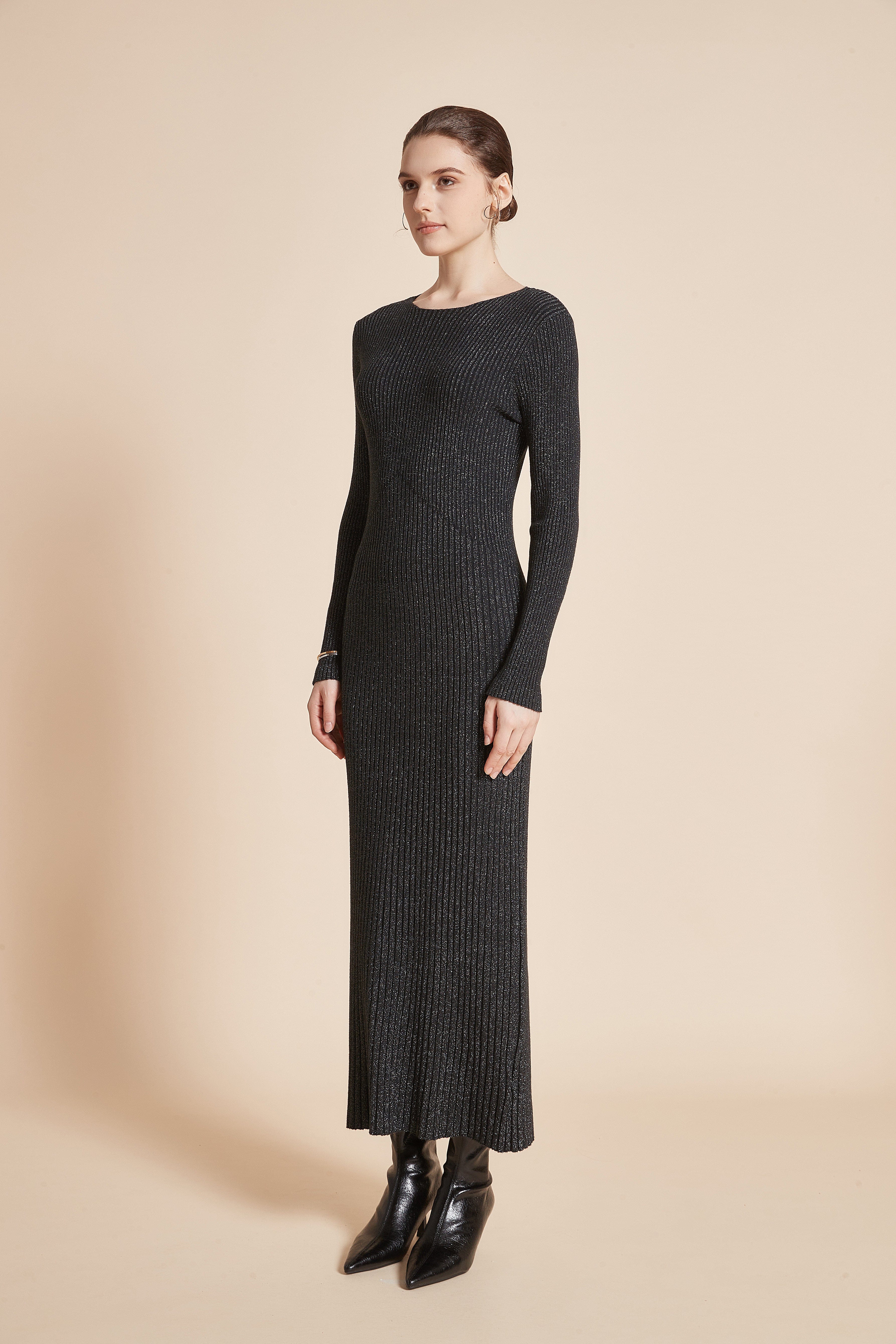 Long Sleeve Plain Dress - Image 3