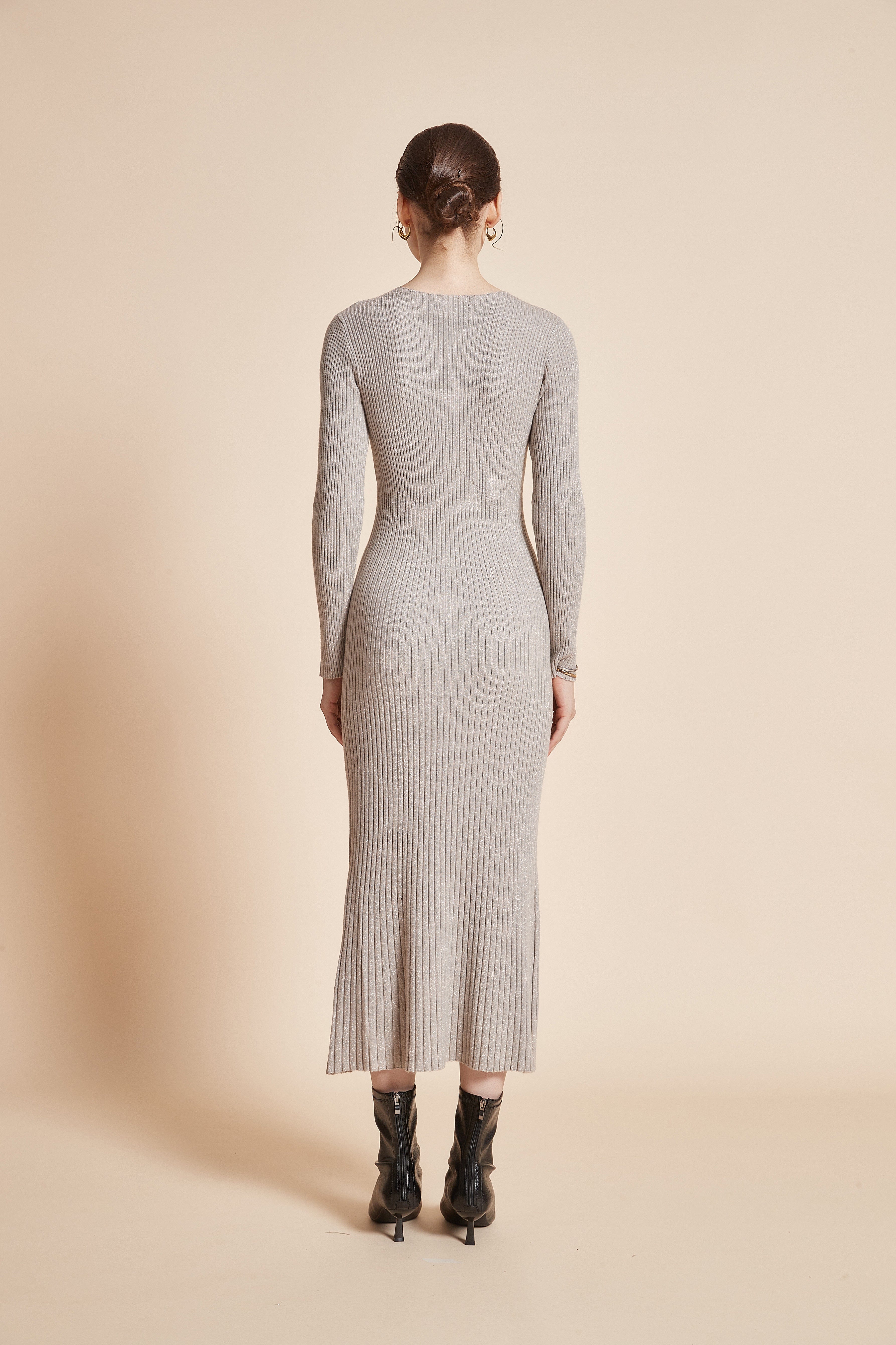 Long Sleeve Plain Dress - Image 7