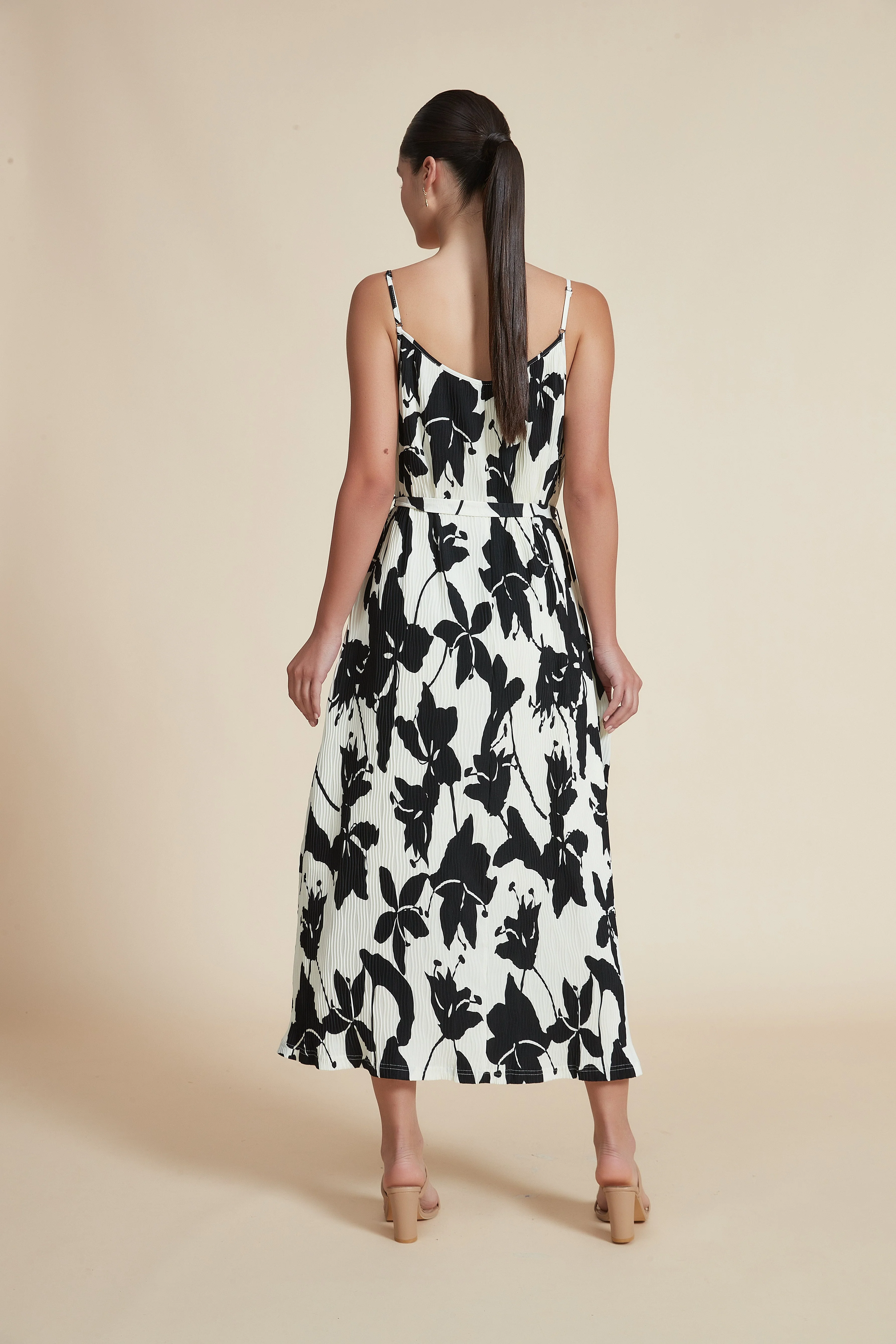 Floral Print Sleeveless Midi Dress - Image 3