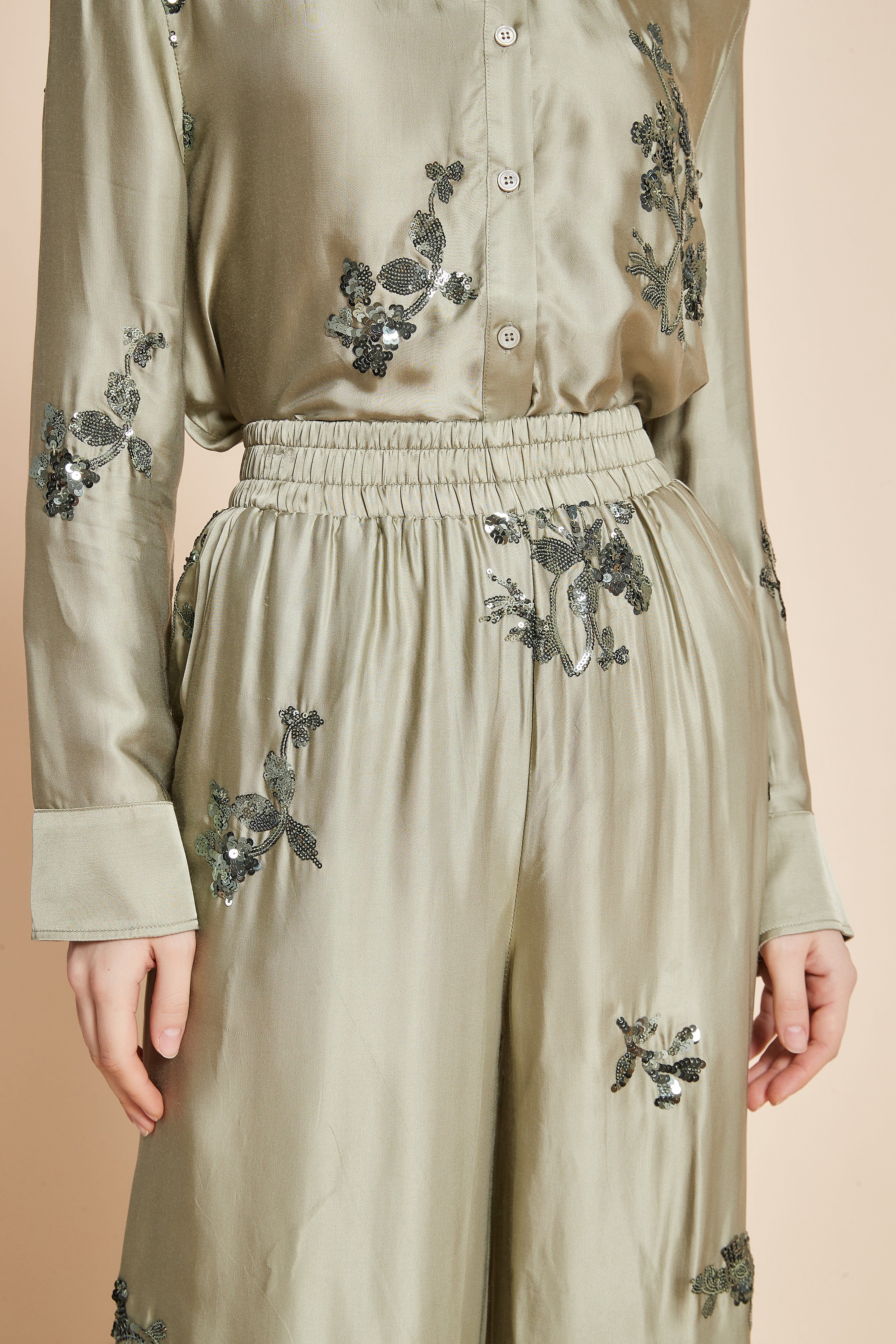 Stylish Embroidered Pants for Women with Long Wide Legs - Image 7