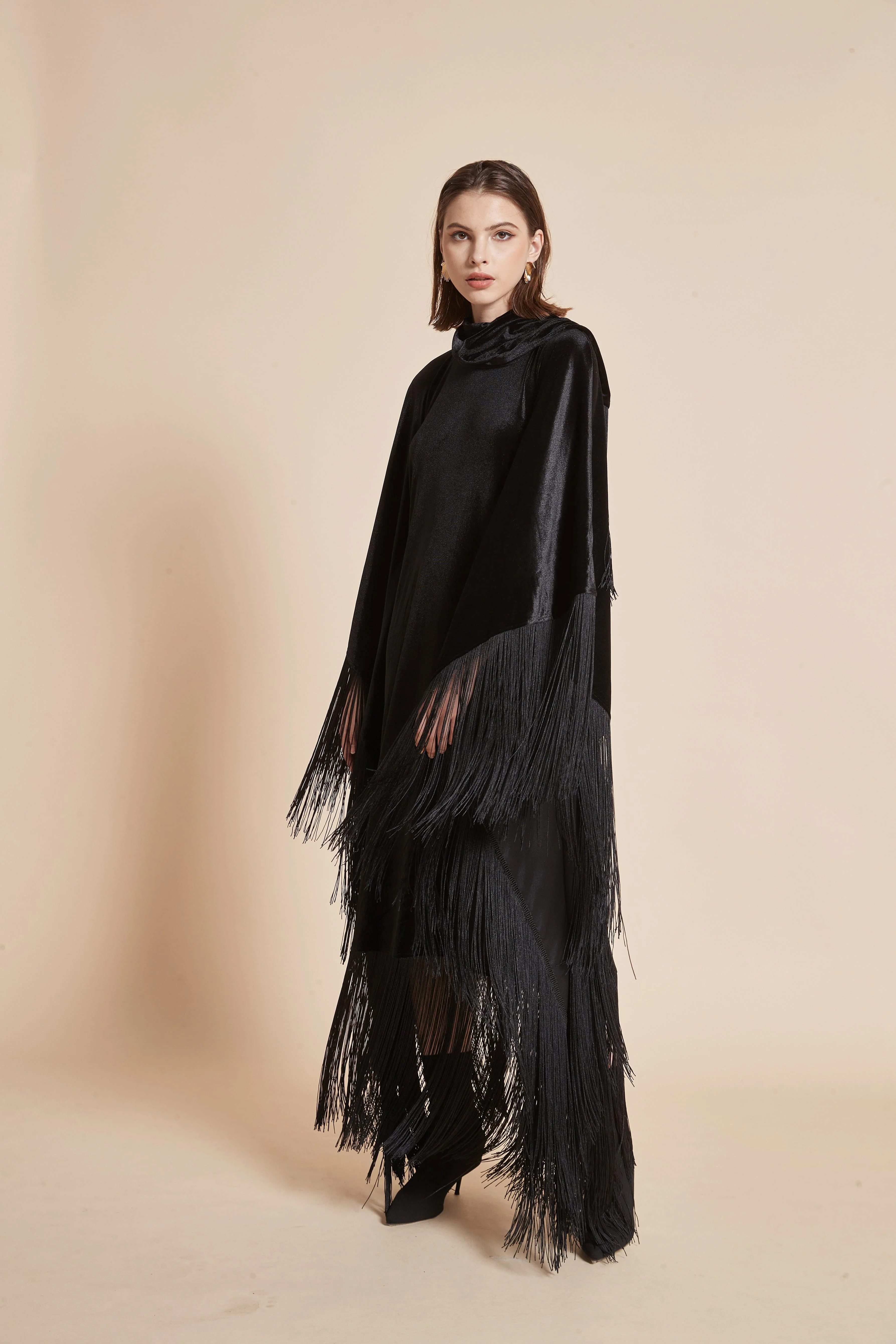 Winter Velvet Dress with Butterfly Cut - Image 5