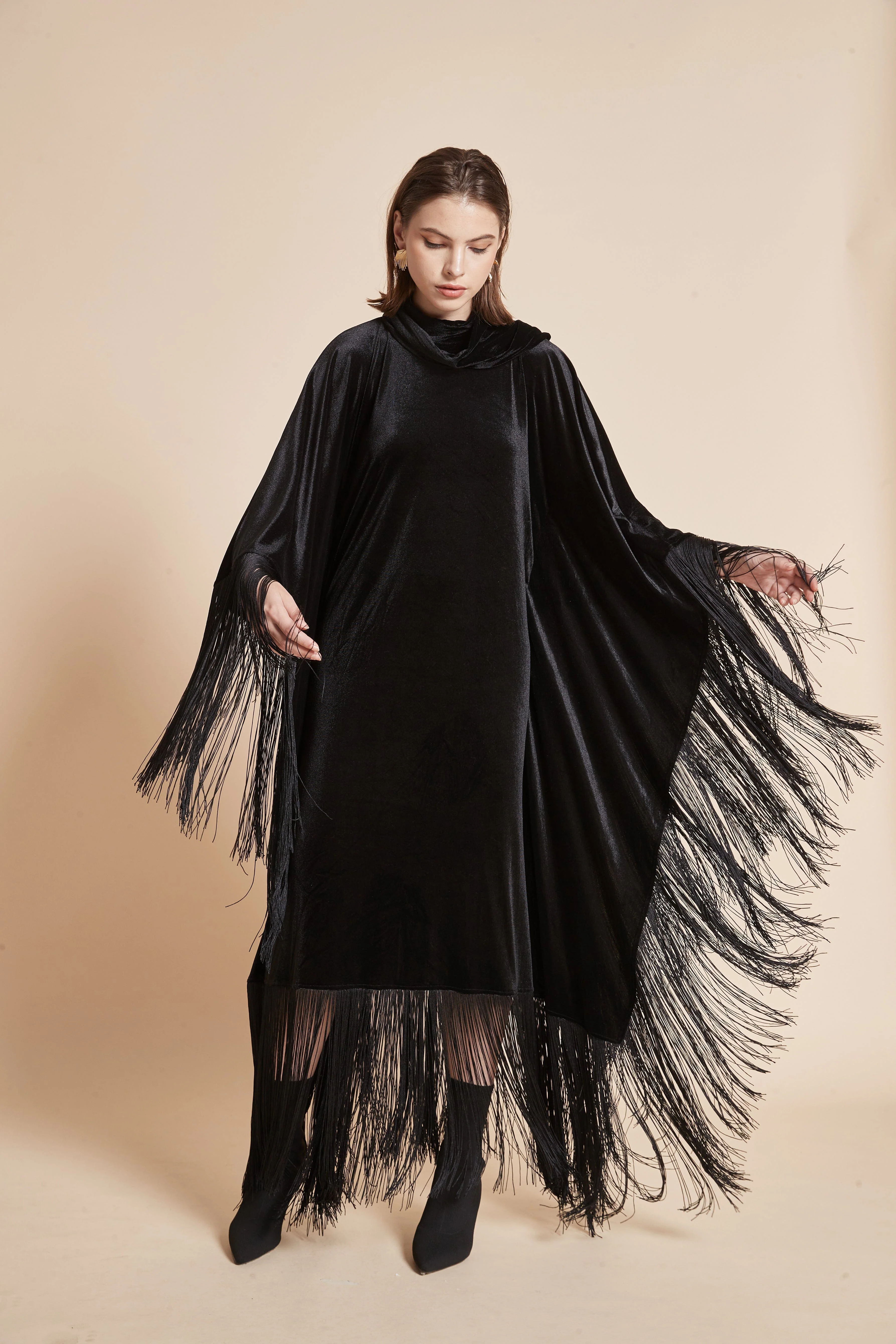 Winter Velvet Dress with Butterfly Cut - Image 7