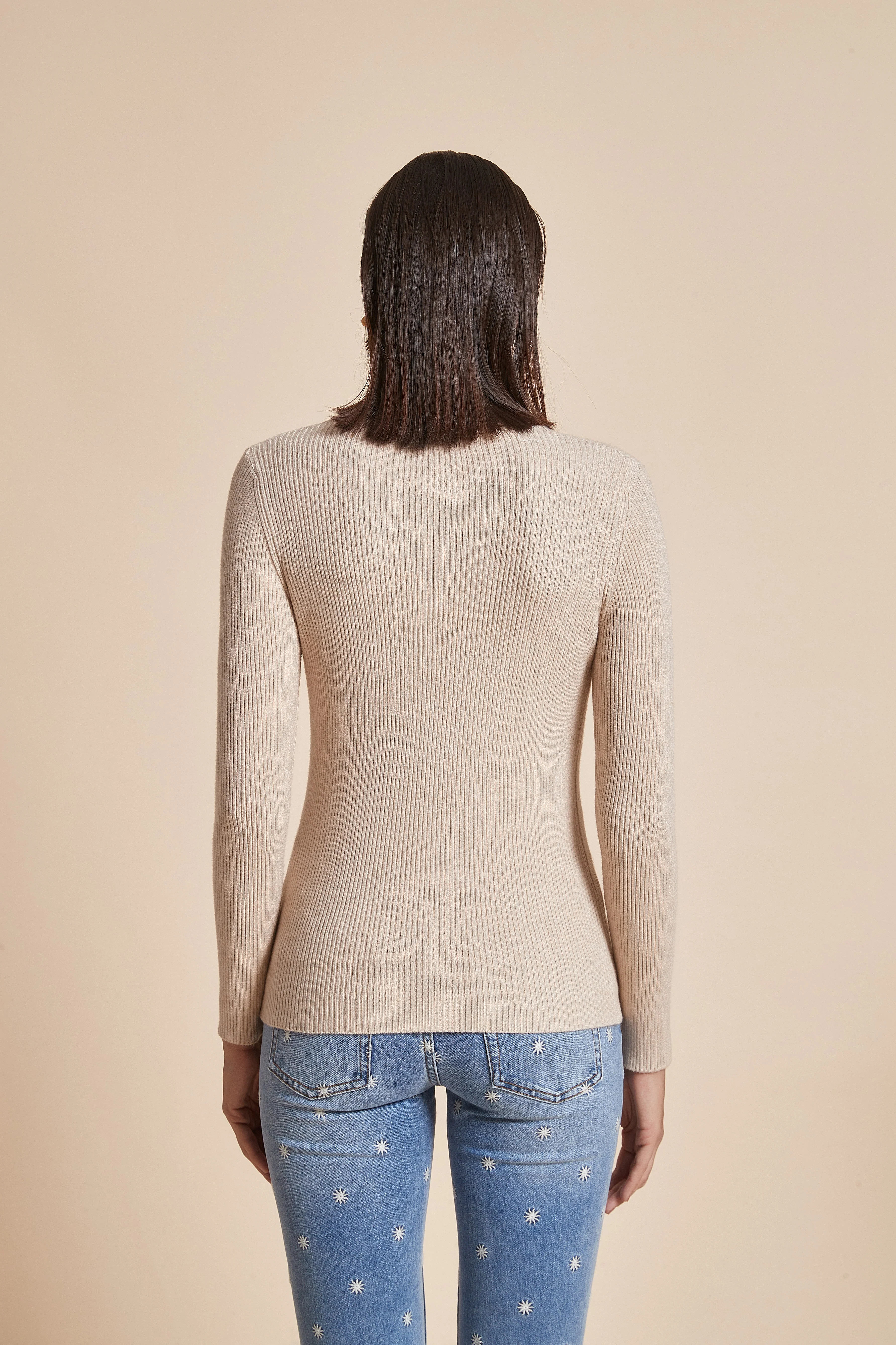 Plain Ribbed Blouse With Long Sleeves - Image 8