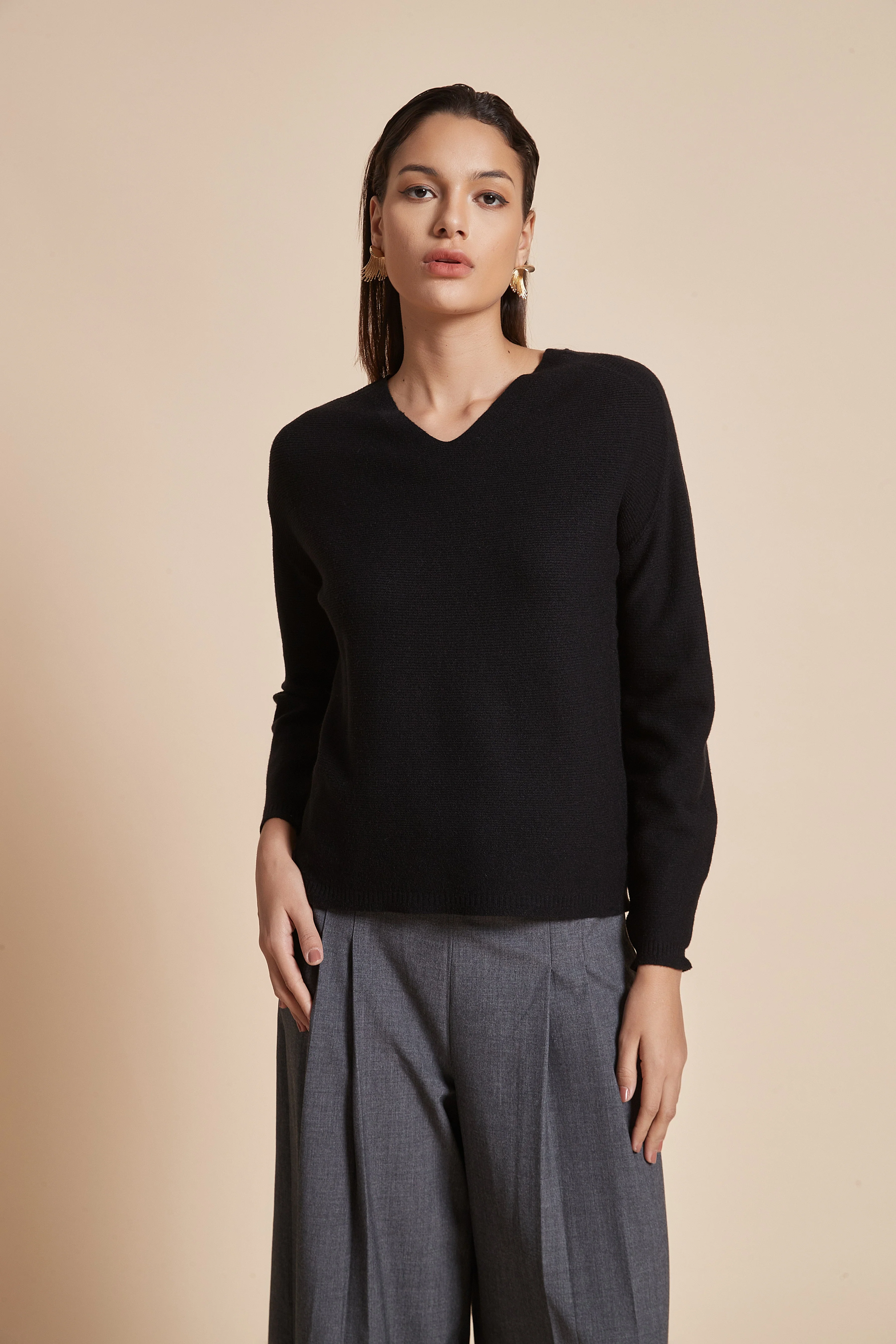 Fitted Plain Blouse With Long Sleeves - Image 5
