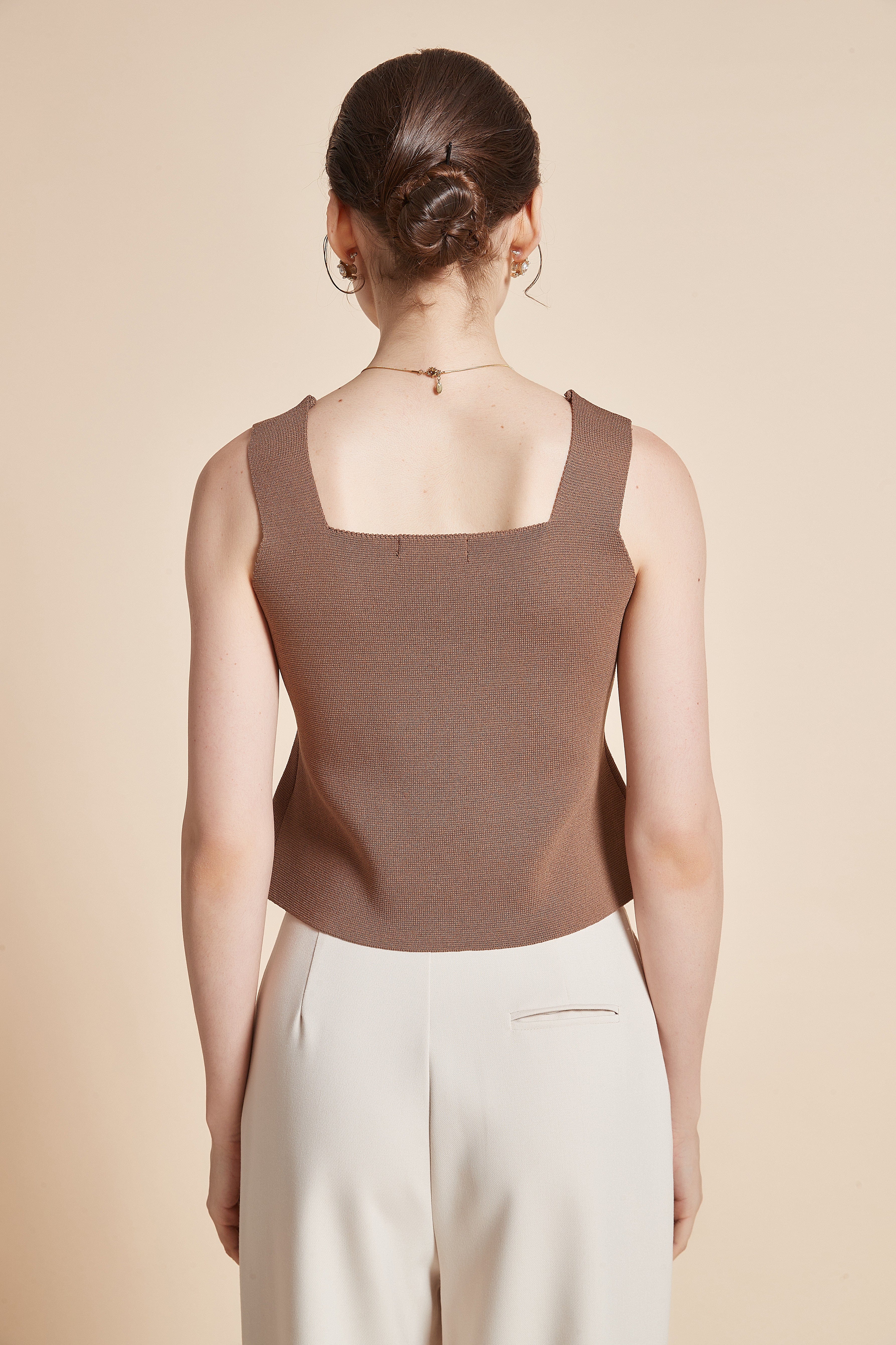 Plain Sleeveless Blouse With Front Buttons - Image 7