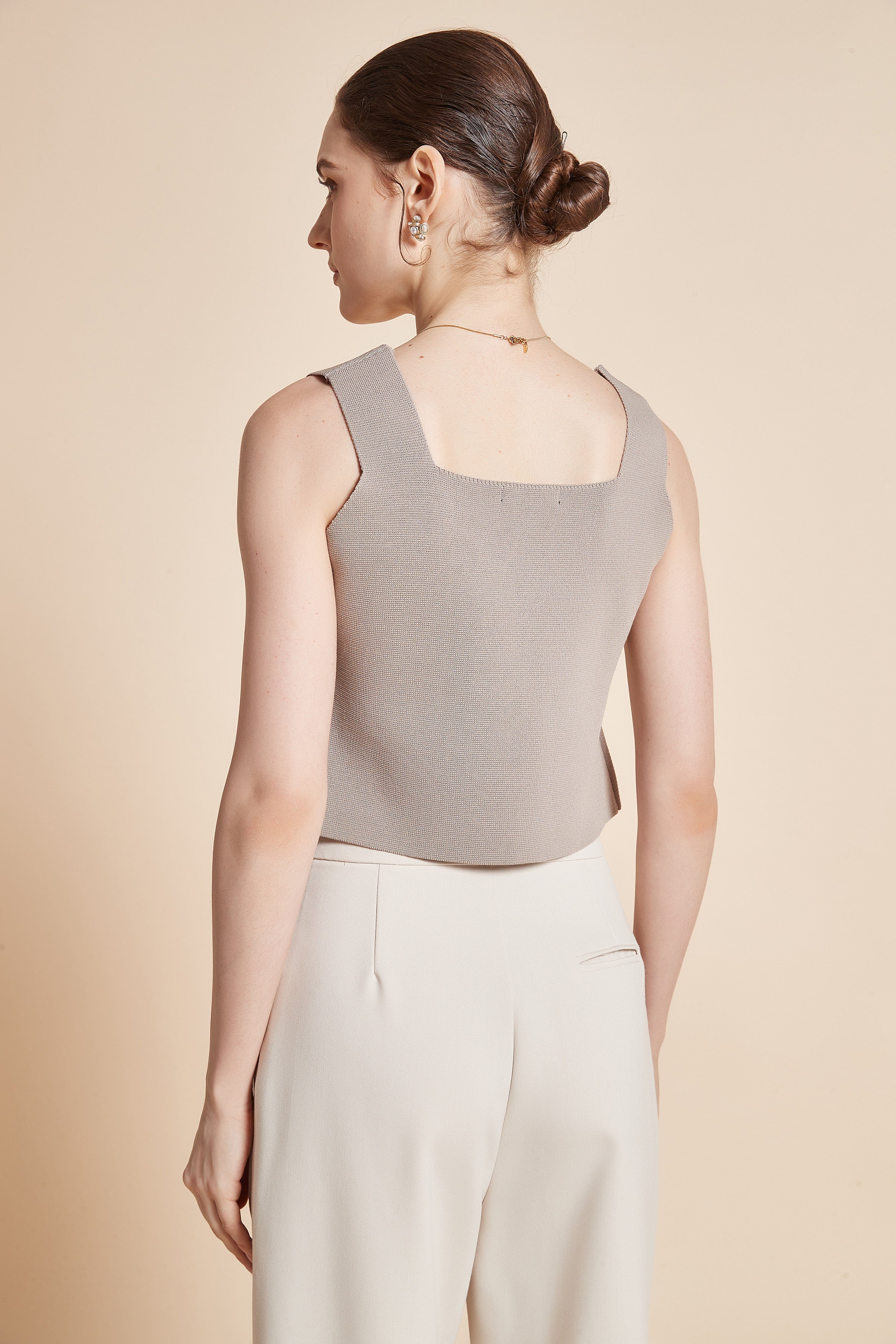 Plain Sleeveless Blouse With Front Buttons - Image 8