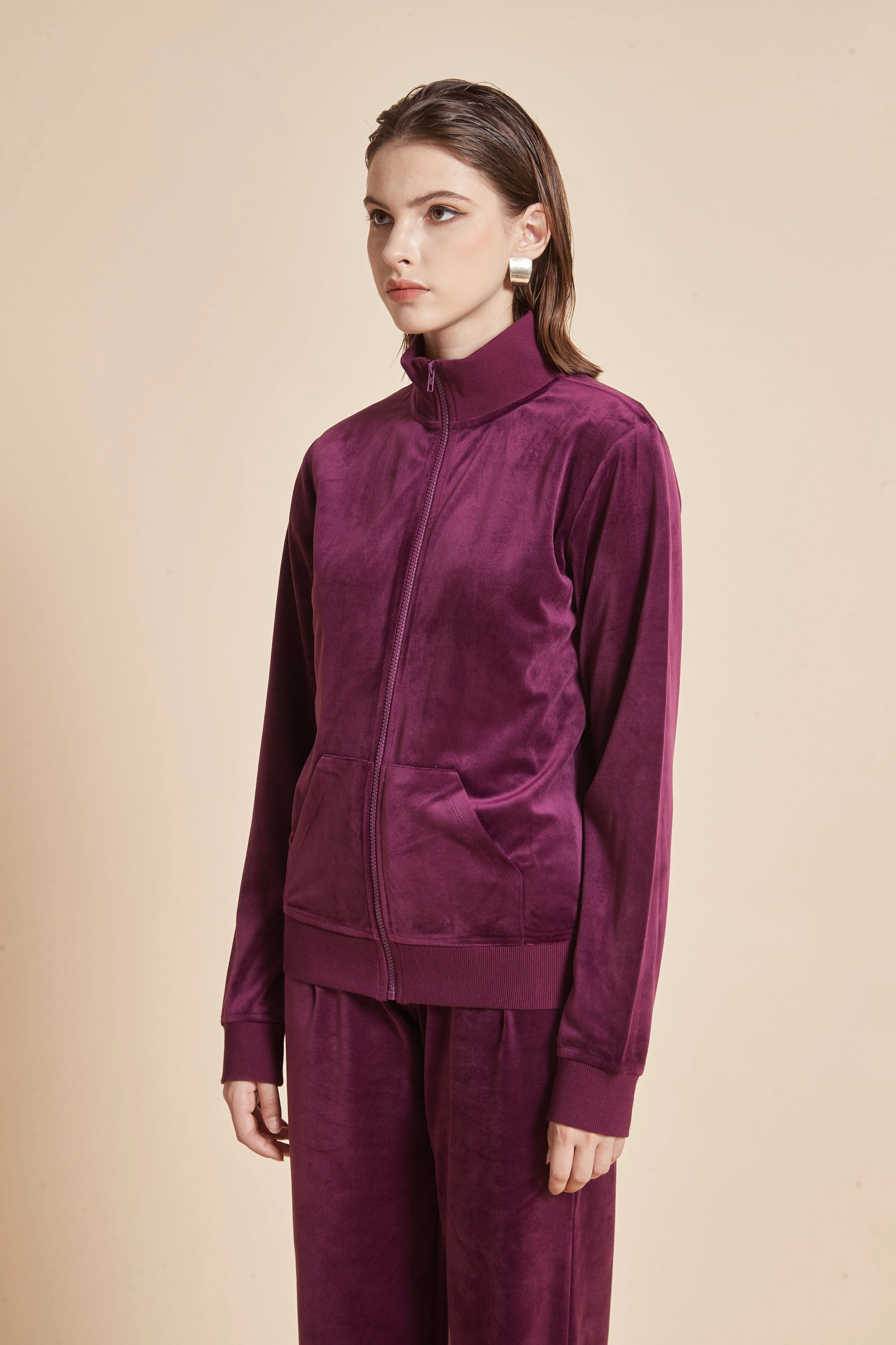 High-Neck Jacket With Long Sleeves And Front Zipper - Image 2