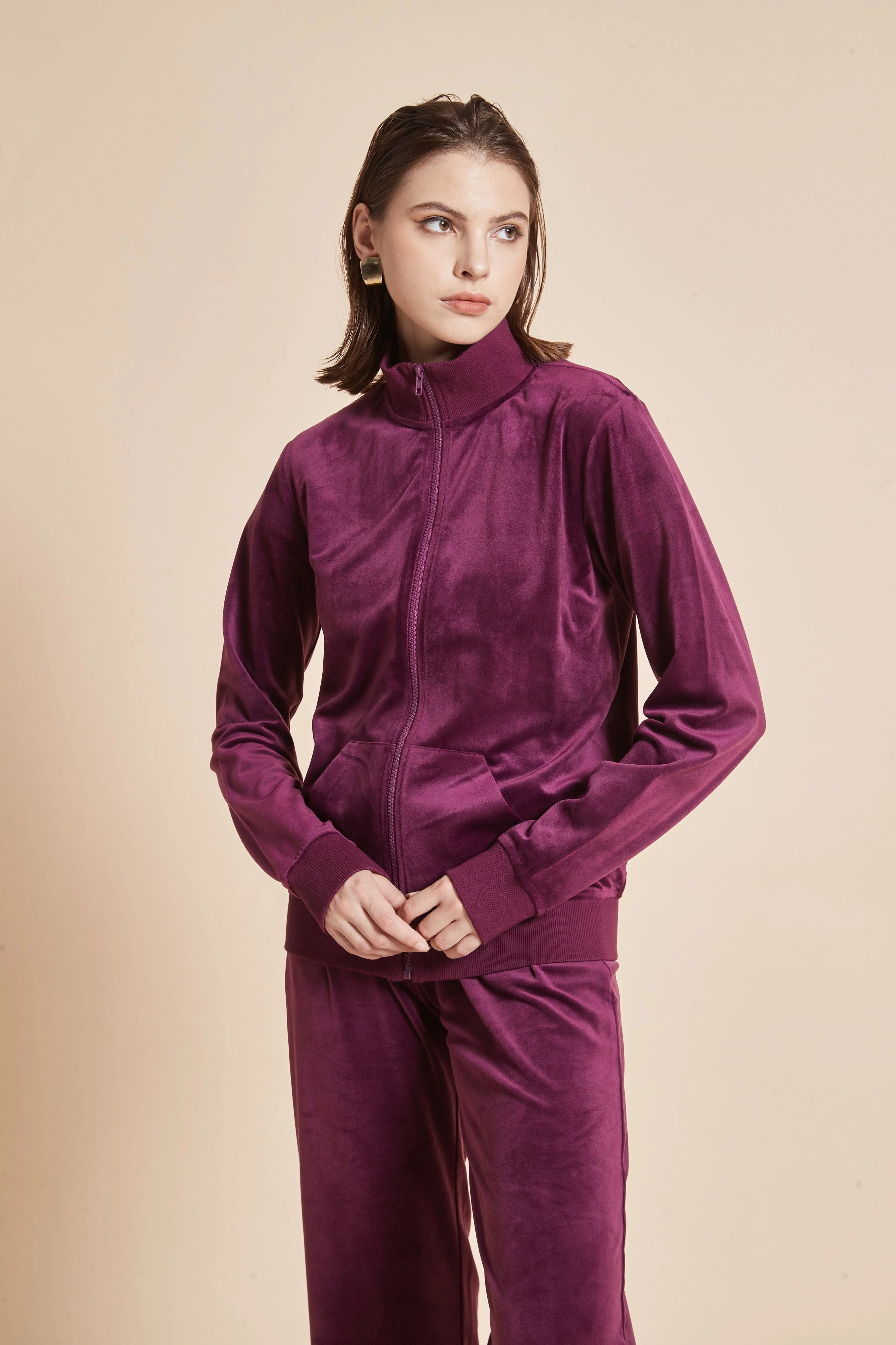 High-Neck Jacket With Long Sleeves And Front Zipper - Image 5
