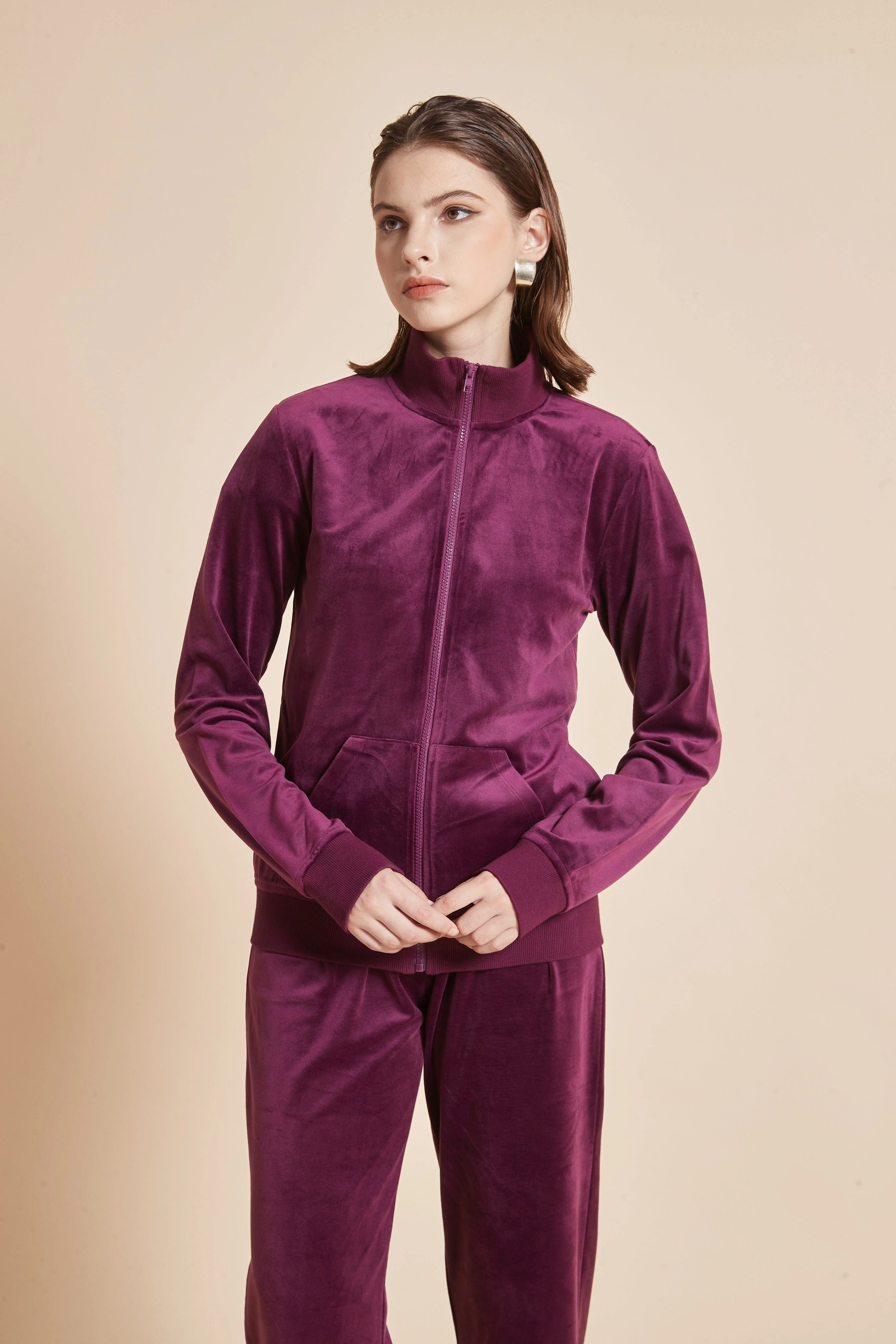 High-Neck Jacket With Long Sleeves And Front Zipper - Image 6