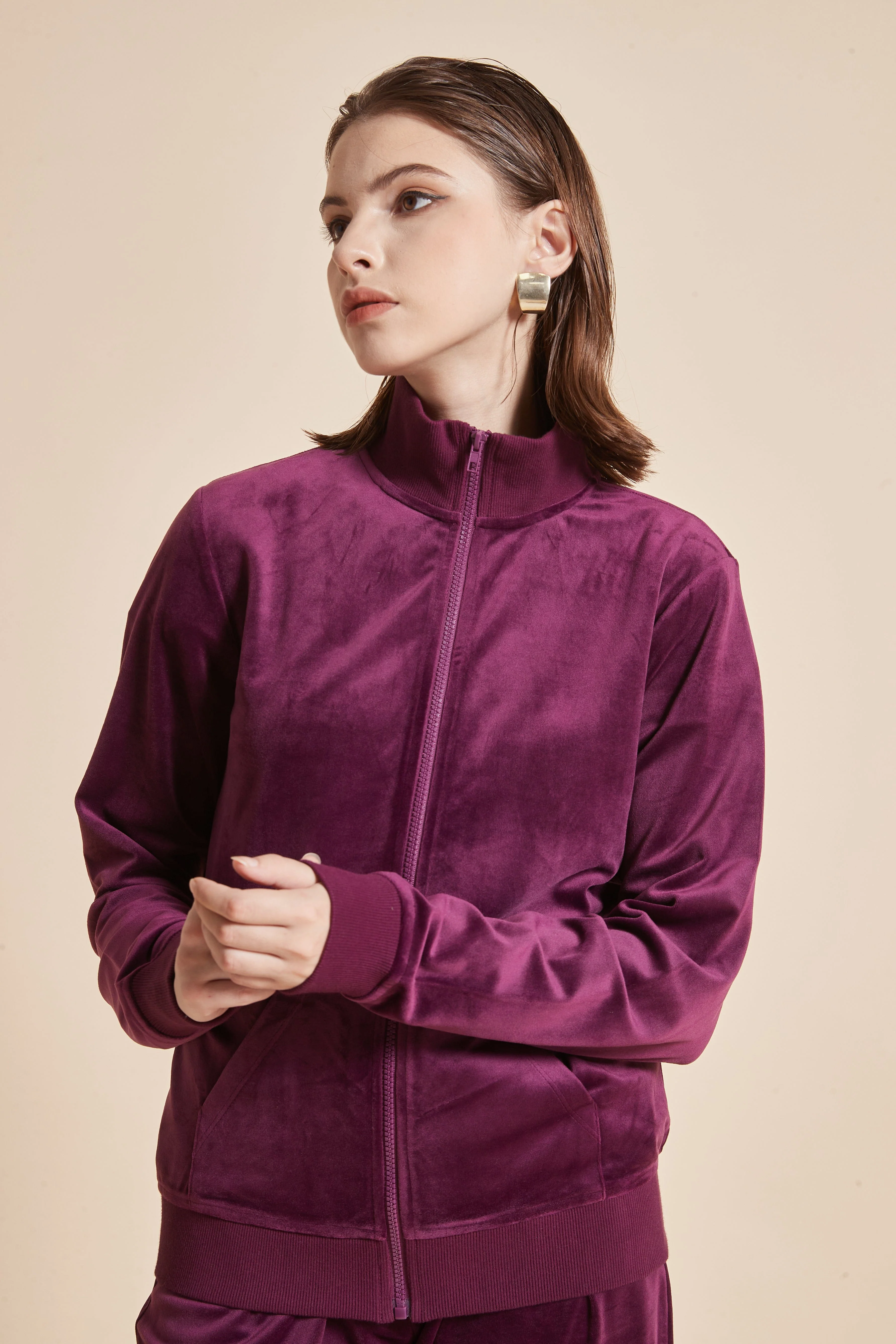 High-Neck Jacket With Long Sleeves And Front Zipper - Image 7