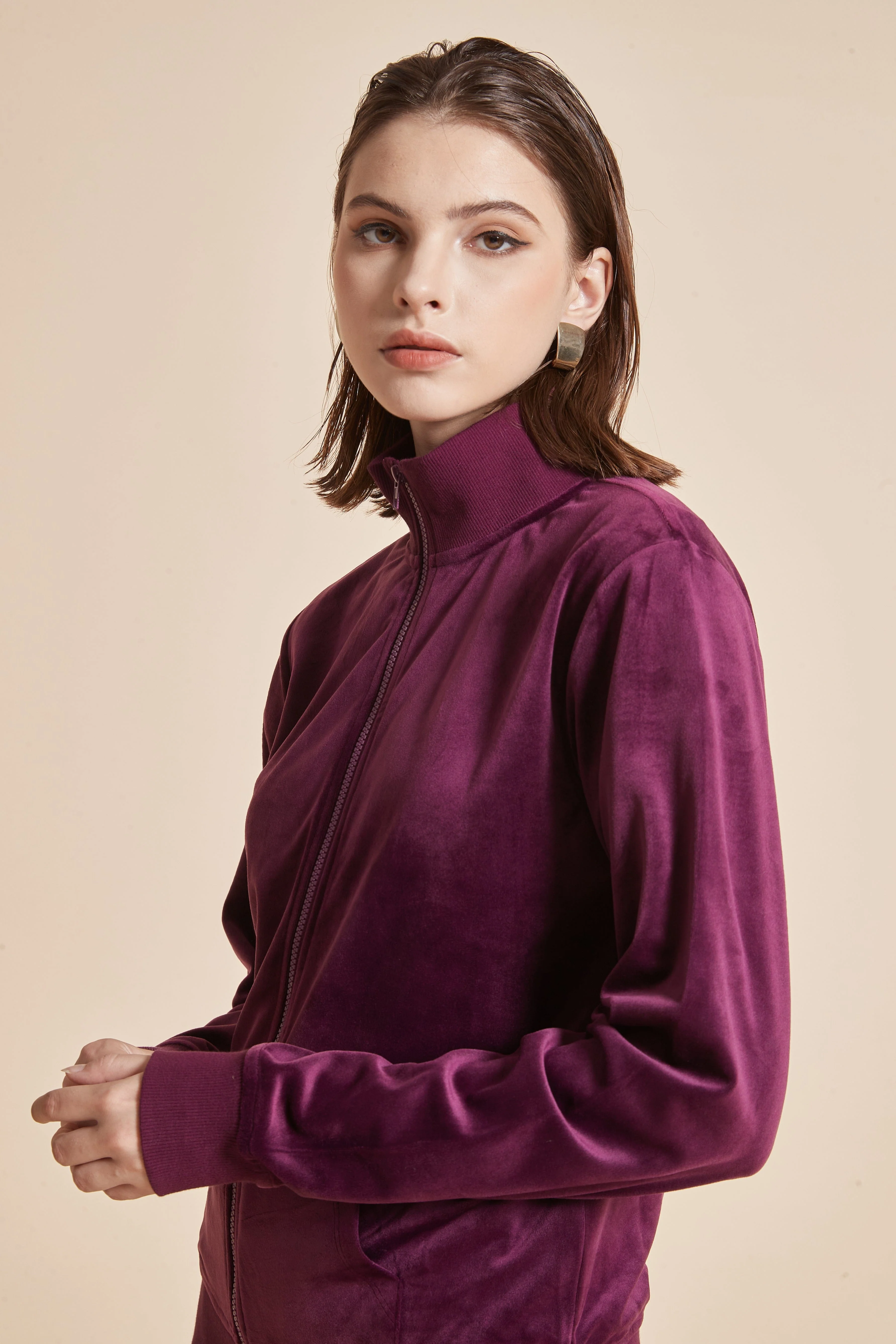 High-Neck Jacket With Long Sleeves And Front Zipper - Image 8