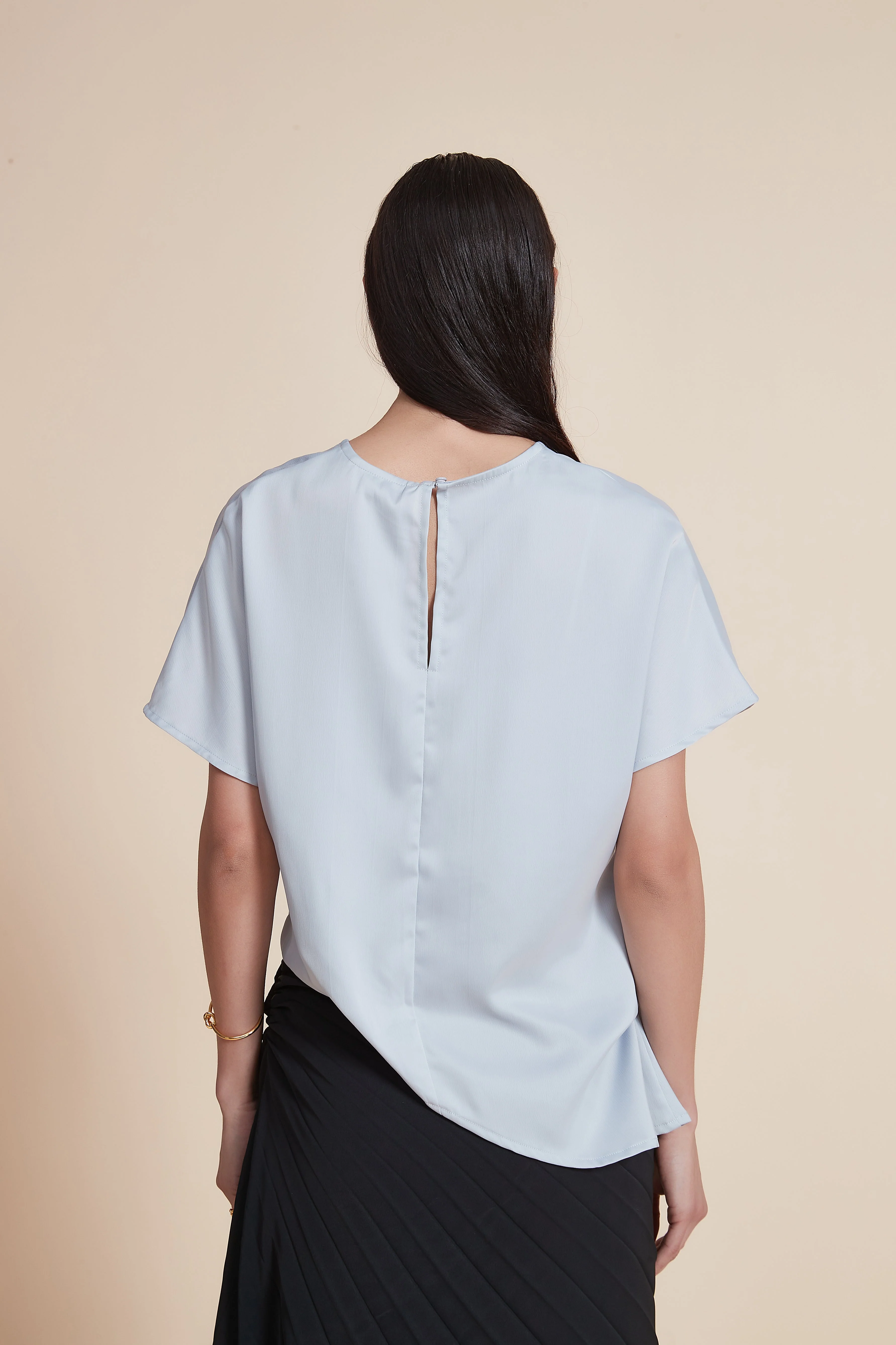 Plain Round Neck Short Sleeve Top - Image 6