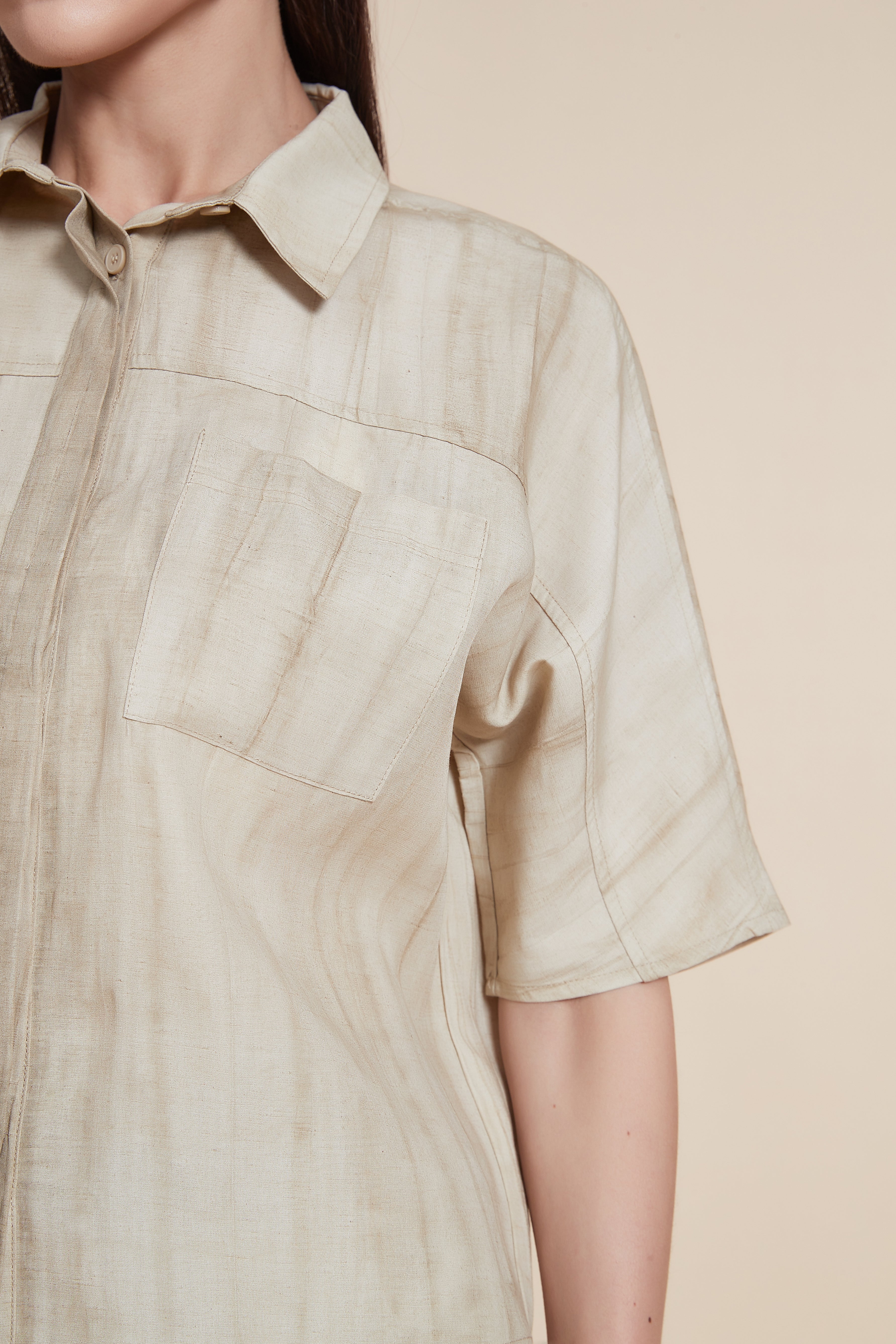 Short Sleeve Blouse with Front Buttons - Image 3