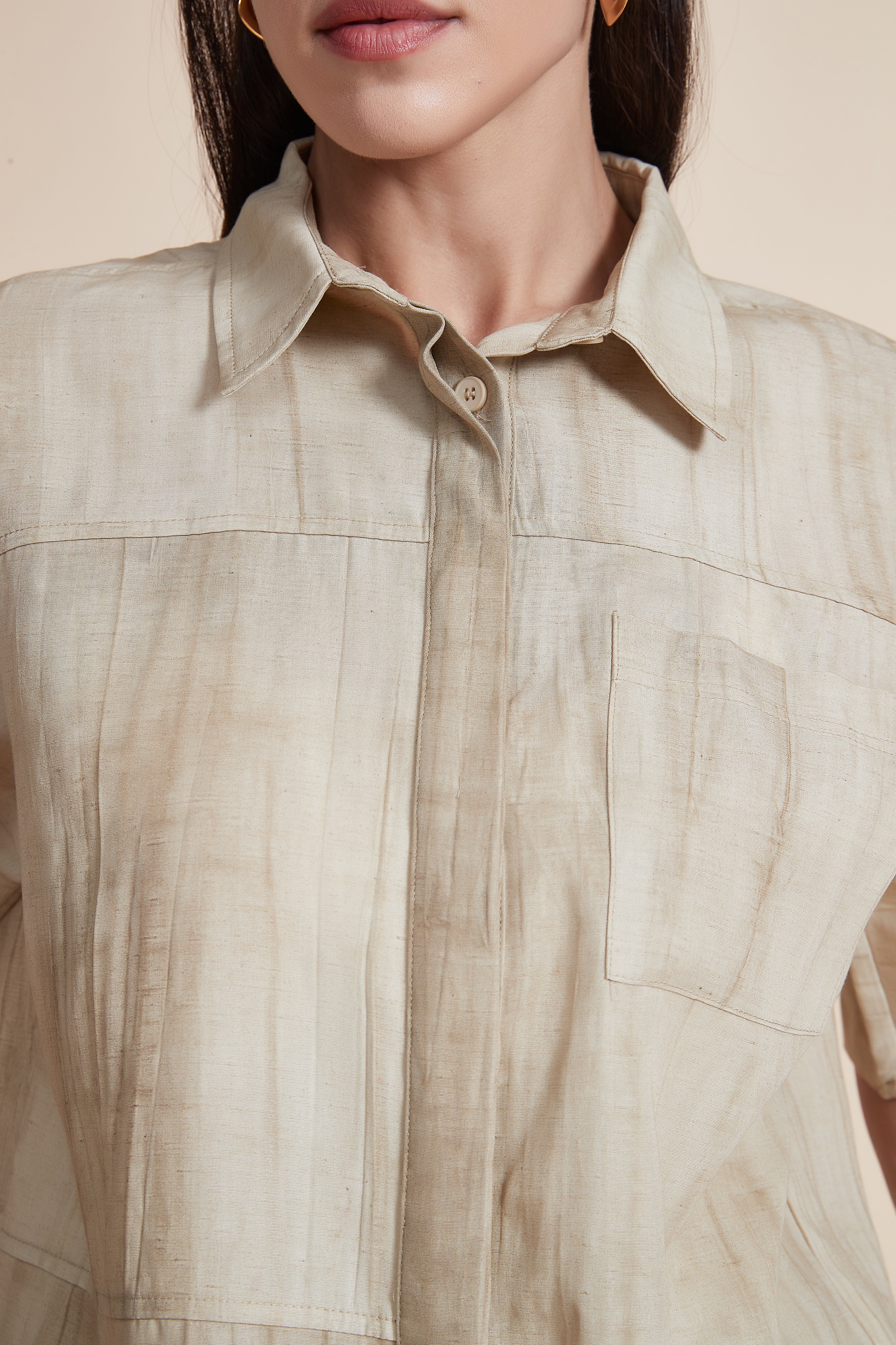 Short Sleeve Blouse with Front Buttons - Image 4