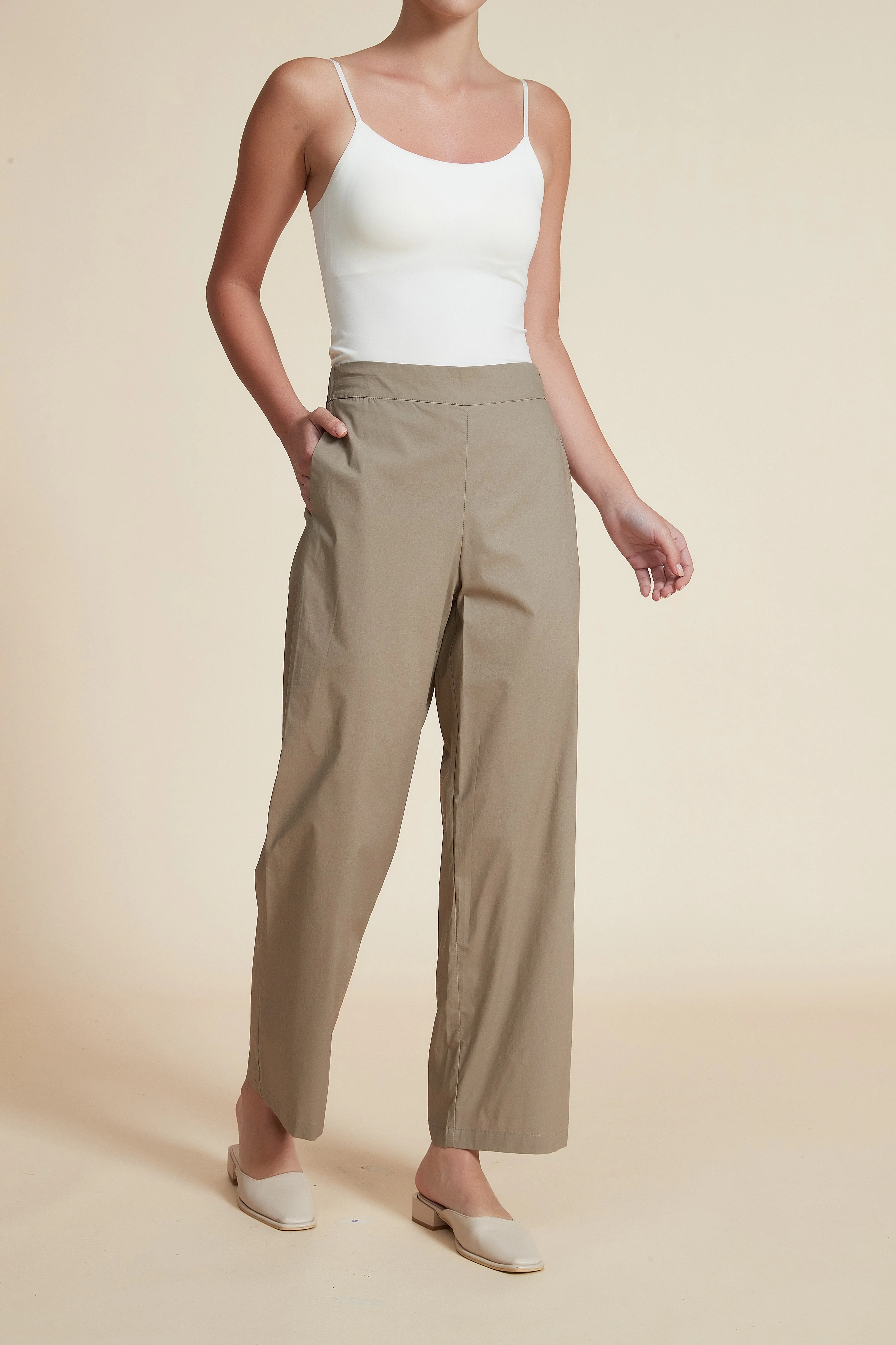 Wide-Leg Solid Long Pants