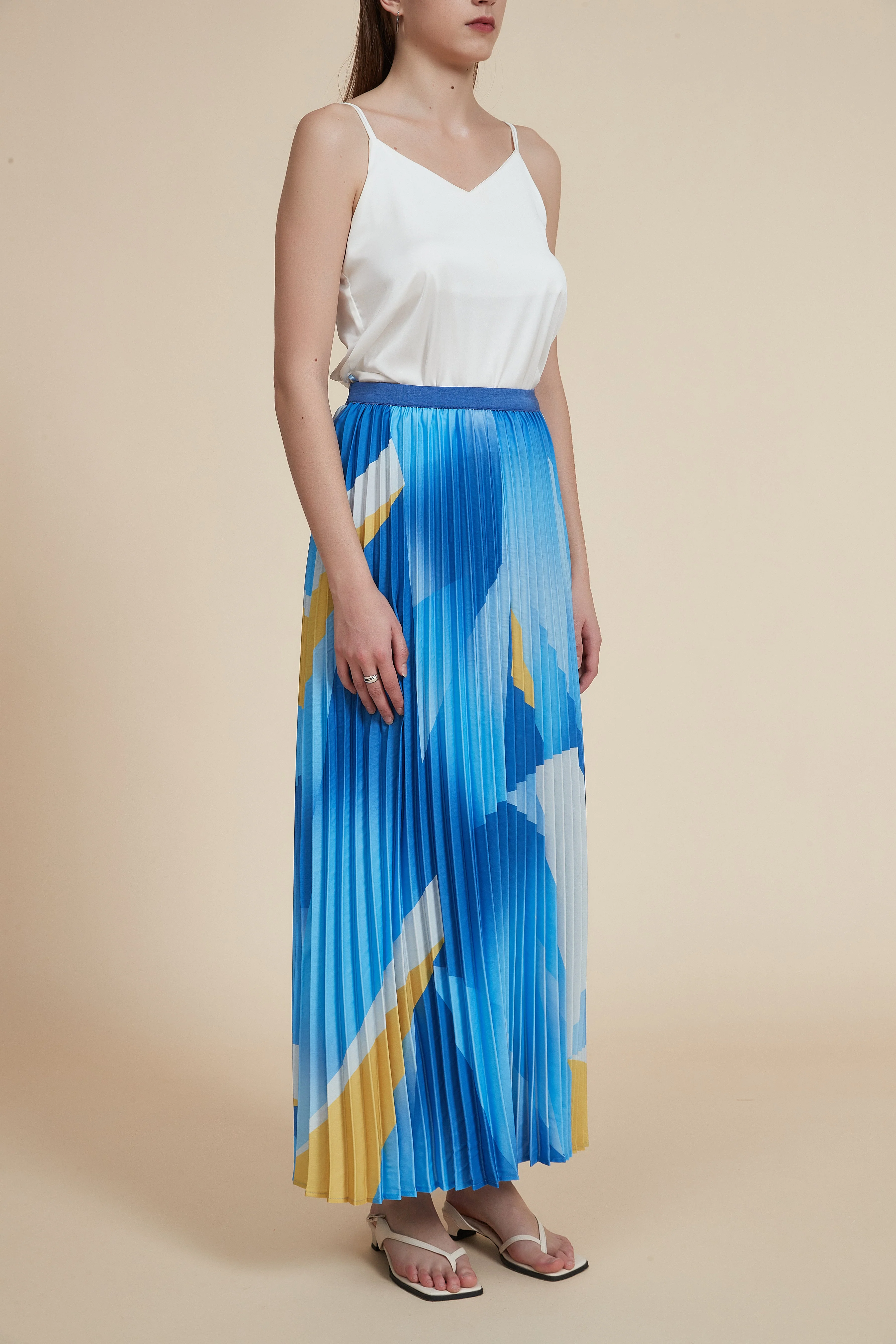 Printed Pleated Maxi Skirt - Image 6