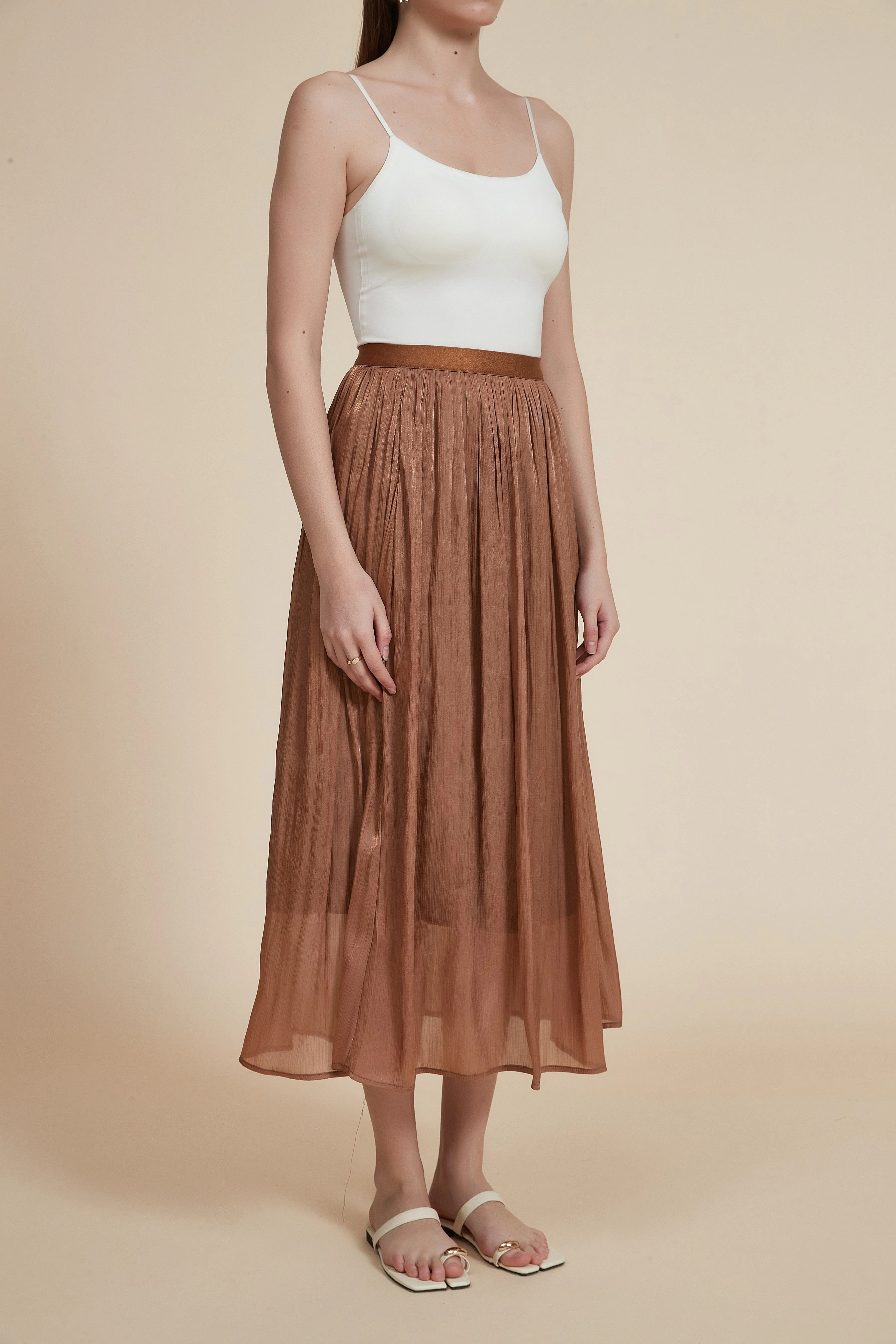 High-Waisted Pleated Midi Skirt - Image 4