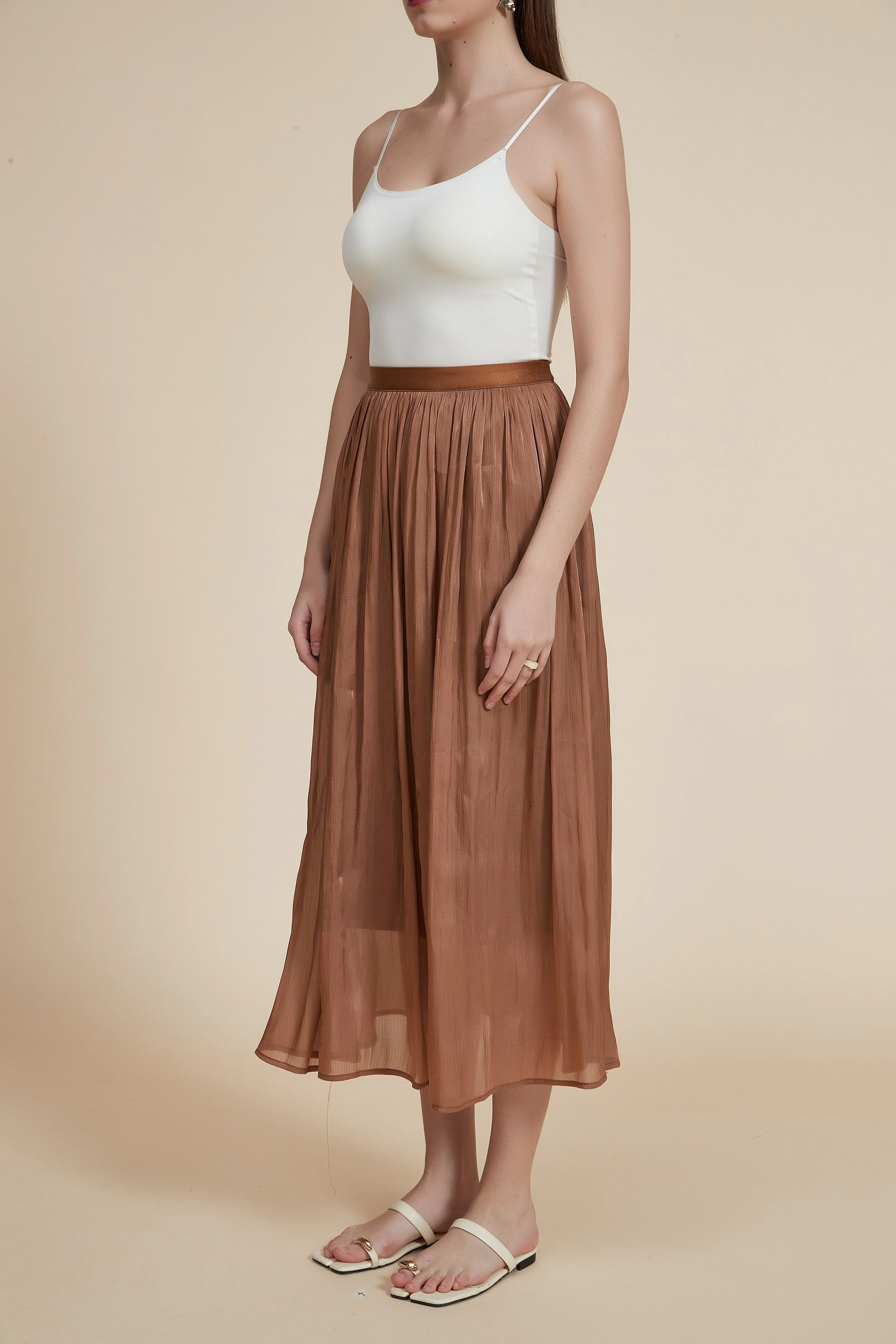 High-Waisted Pleated Midi Skirt - Image 5