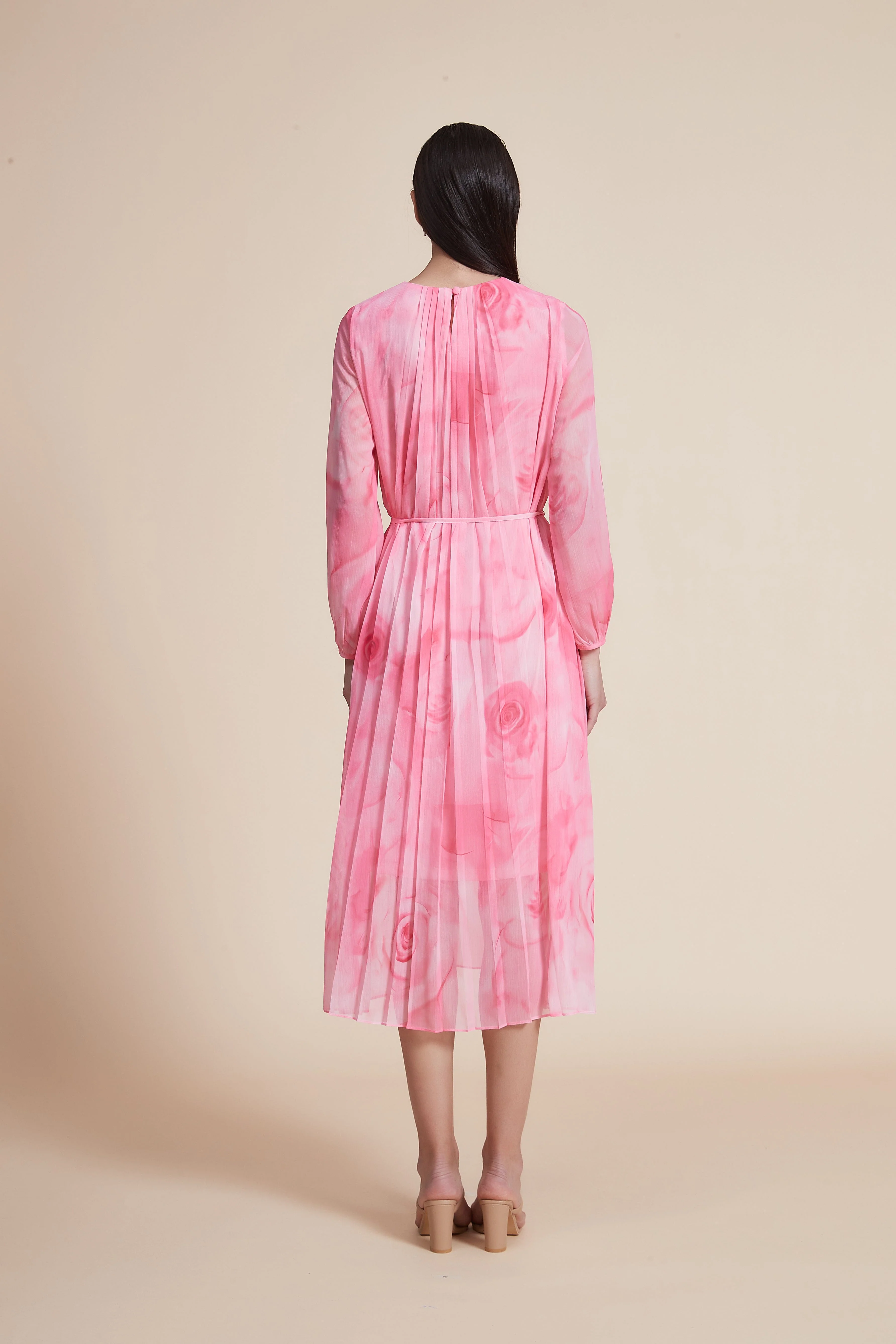 Long Sleeve Midi Dress with Round Neck - Image 3