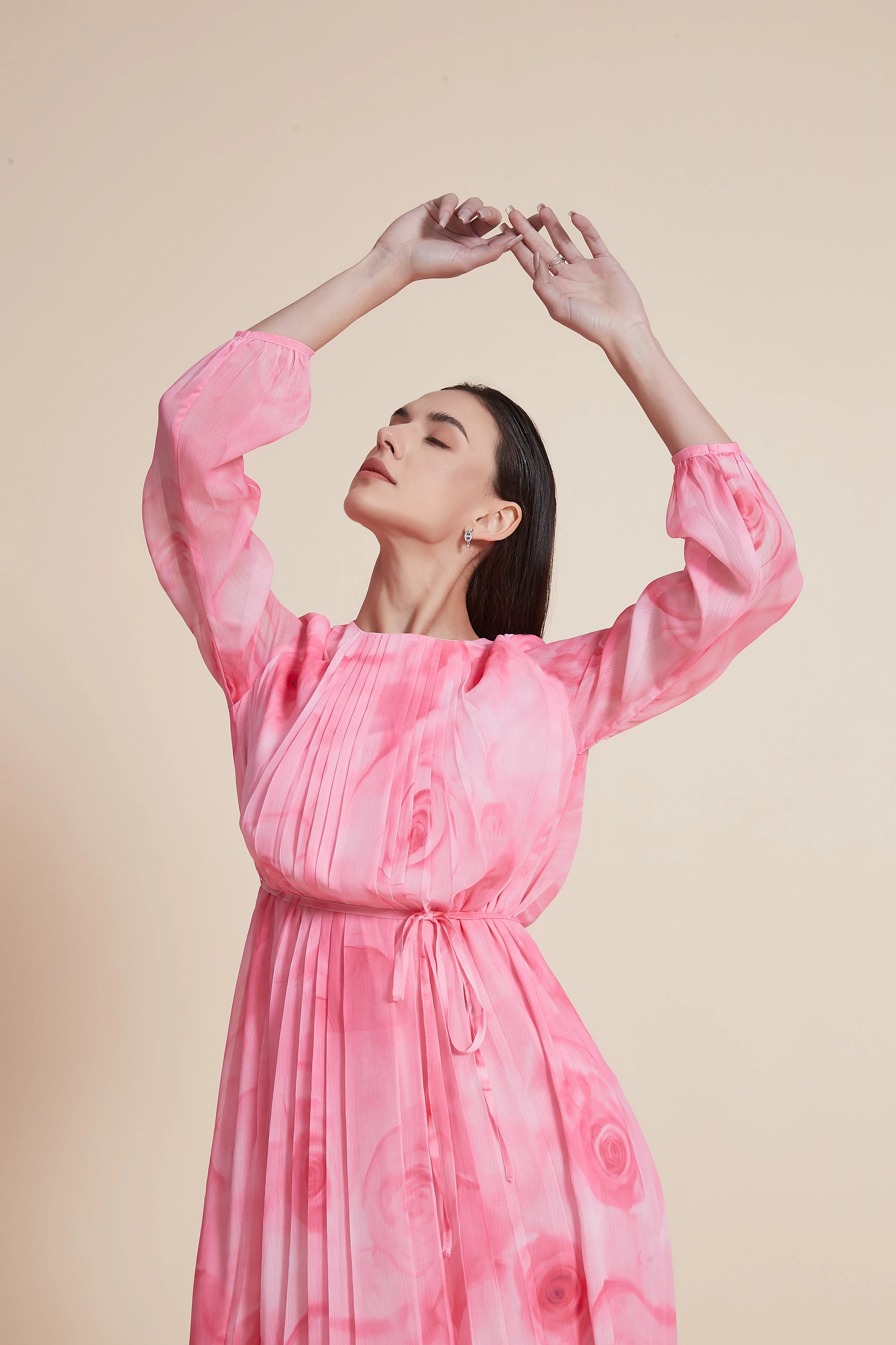 Long Sleeve Midi Dress with Round Neck - Image 4