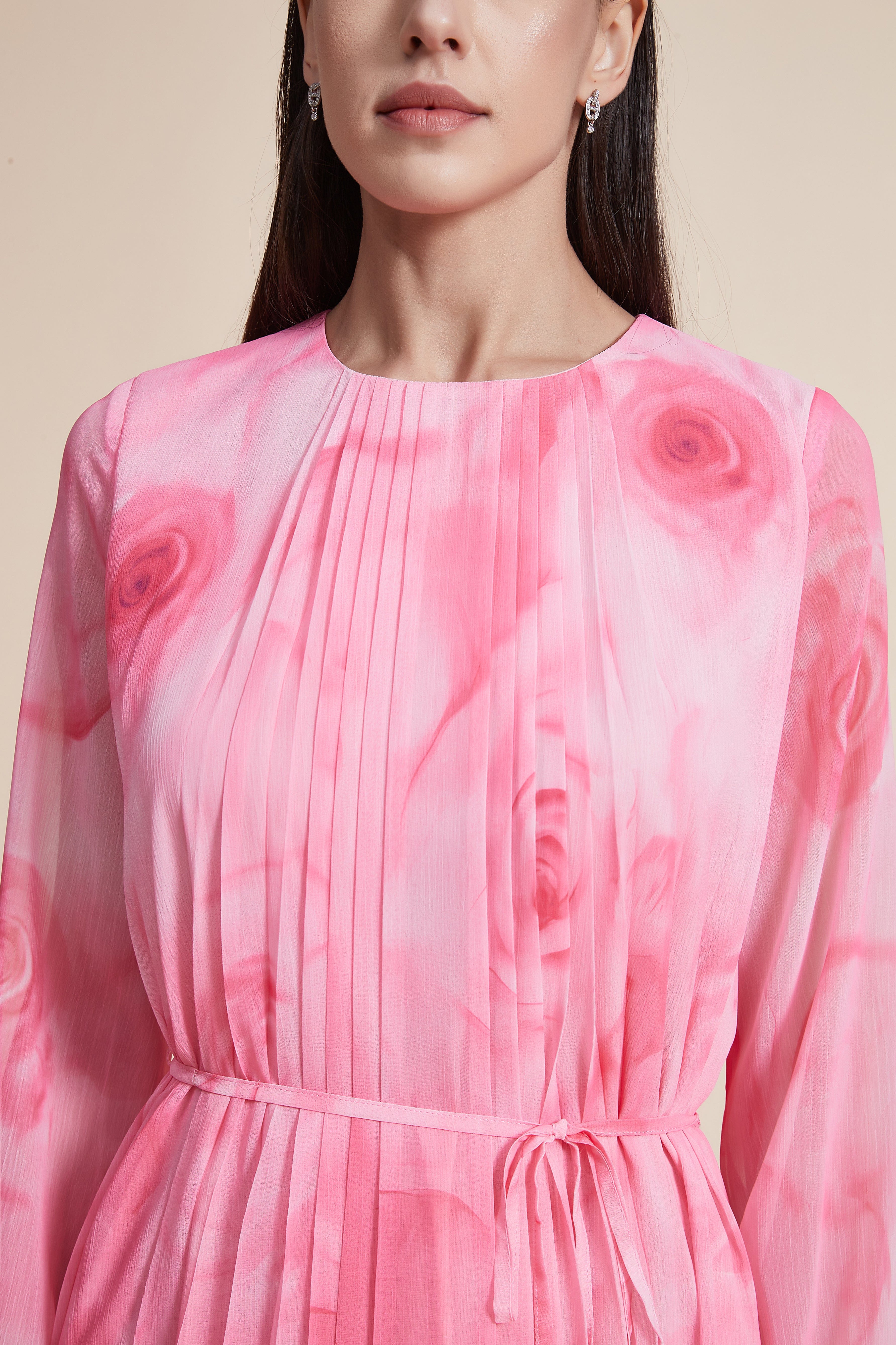 Long Sleeve Midi Dress with Round Neck - Image 5