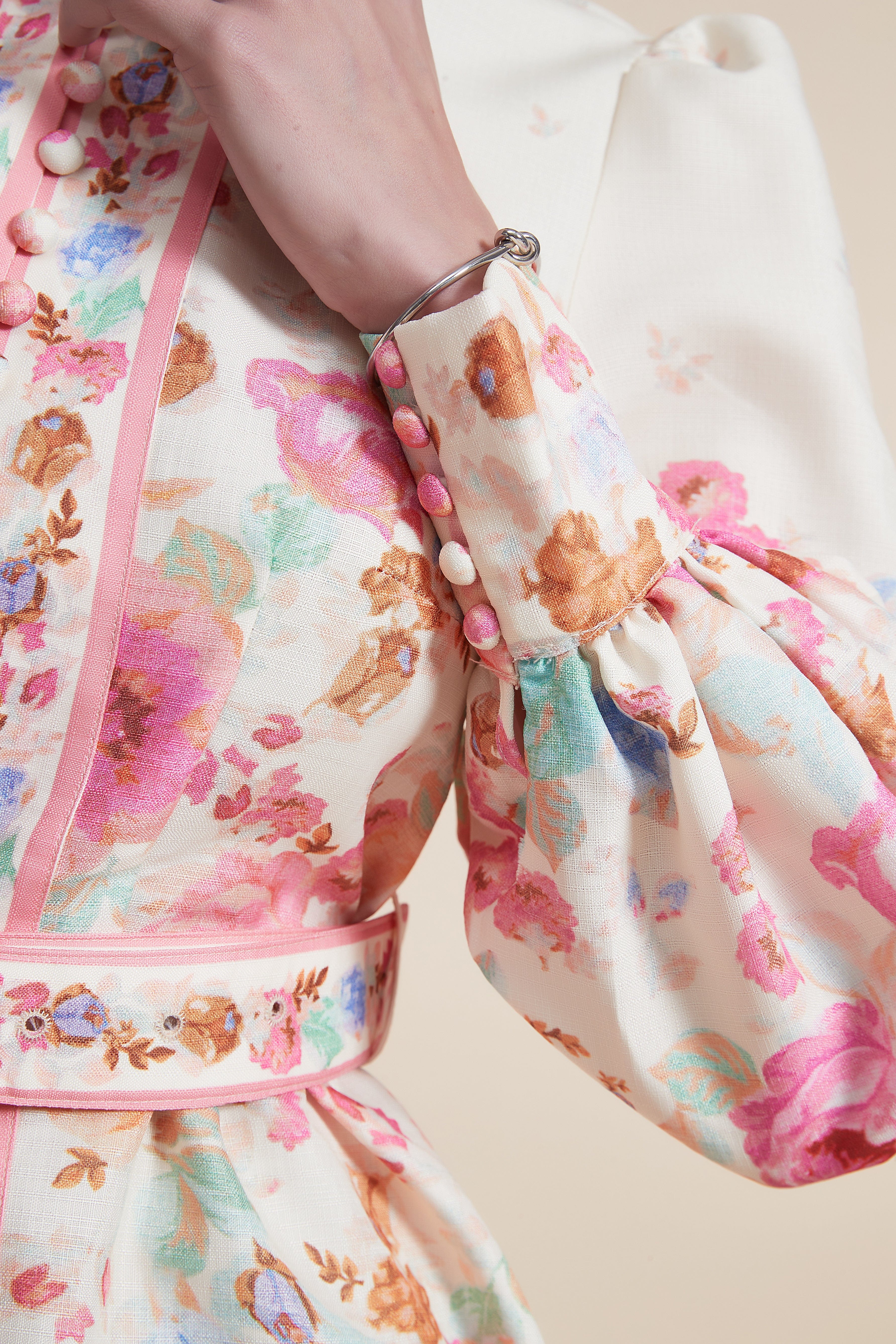 Printed Short Dress with Long Wide Sleeves - Image 4