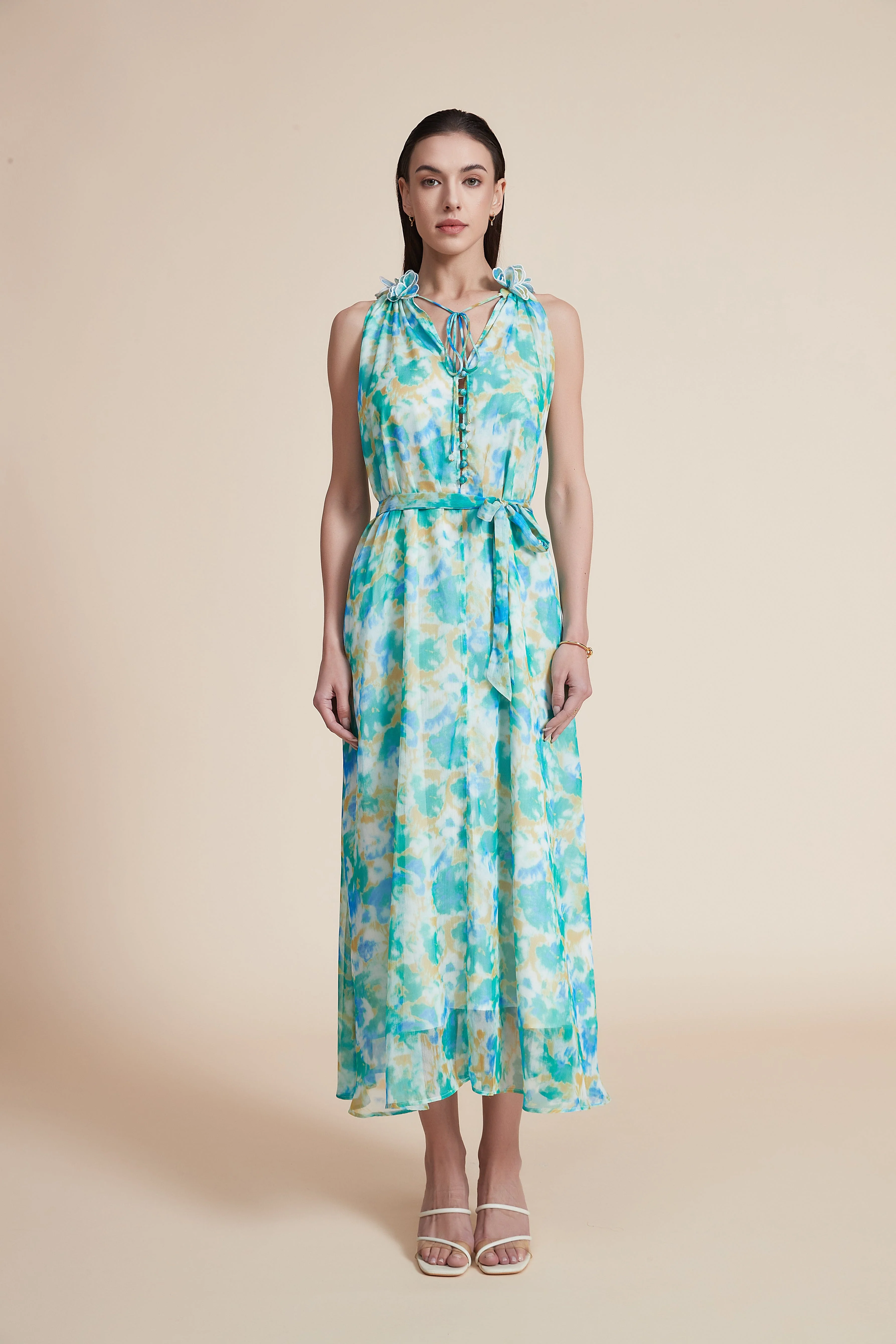 Sleeveless Ruffled Midi Dress - Image 3