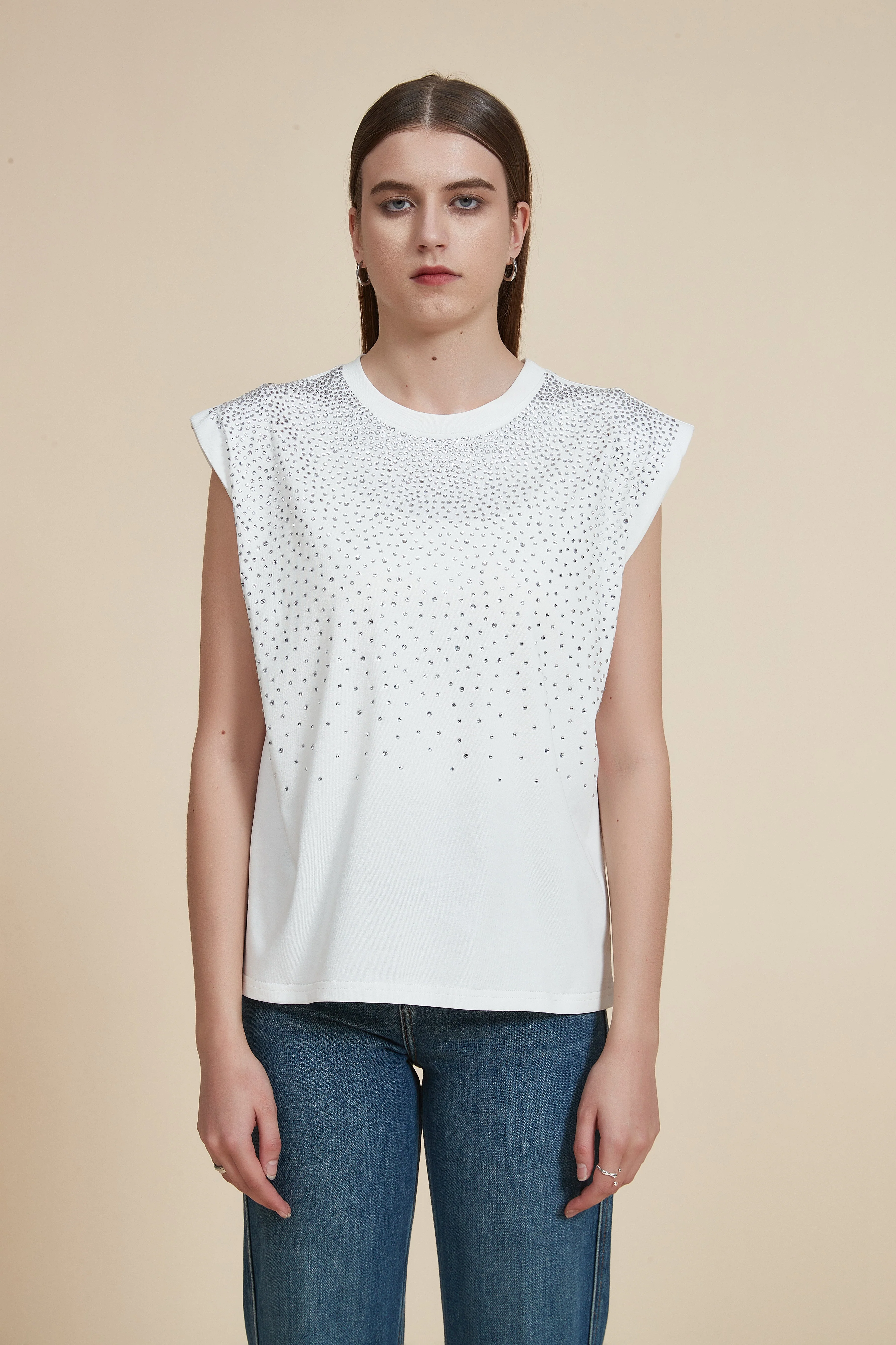 Sleeveless Polka Dot Blouse with Round Neck - Image 14
