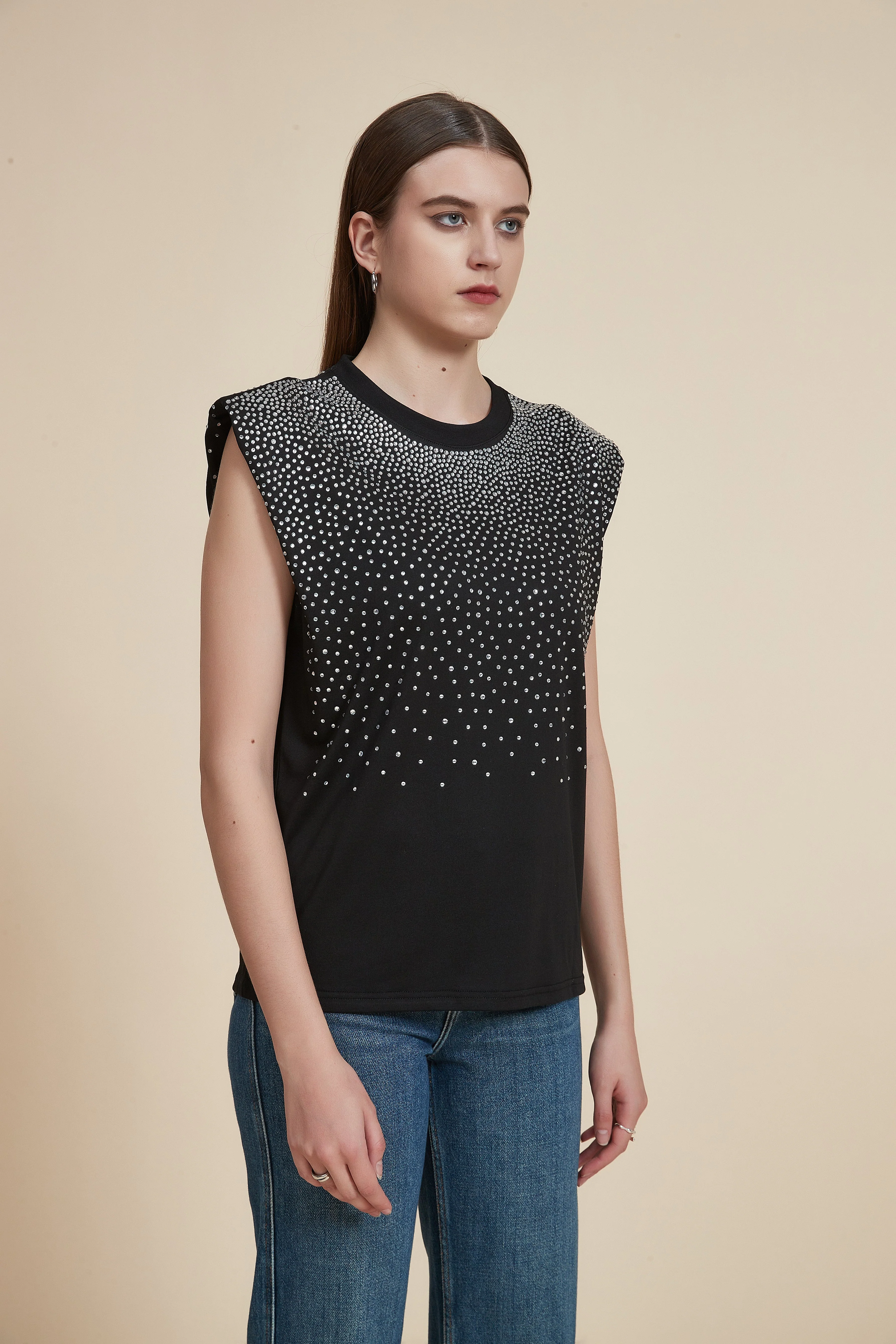 Sleeveless Polka Dot Blouse with Round Neck - Image 2