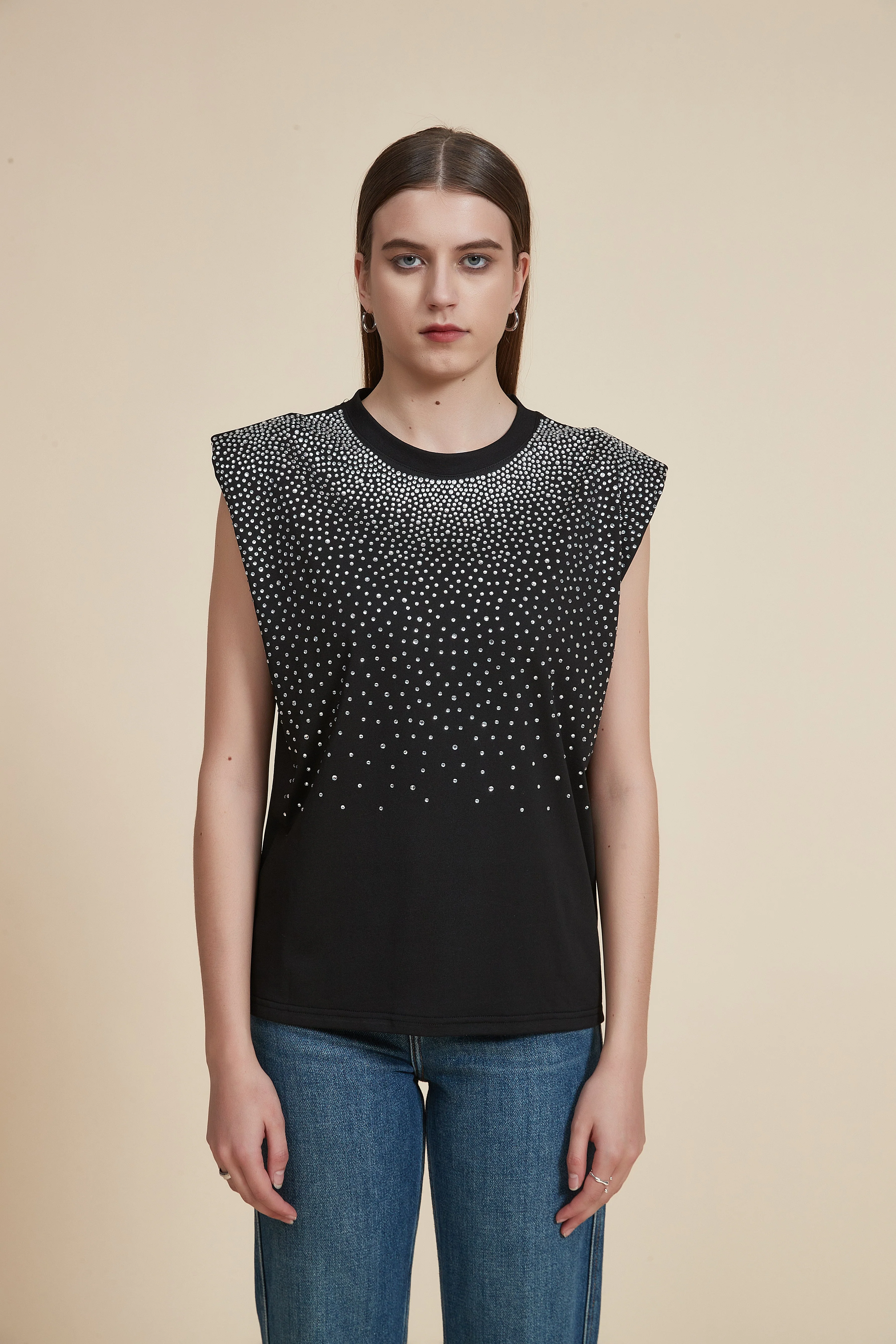 Sleeveless Polka Dot Blouse with Round Neck - Image 3