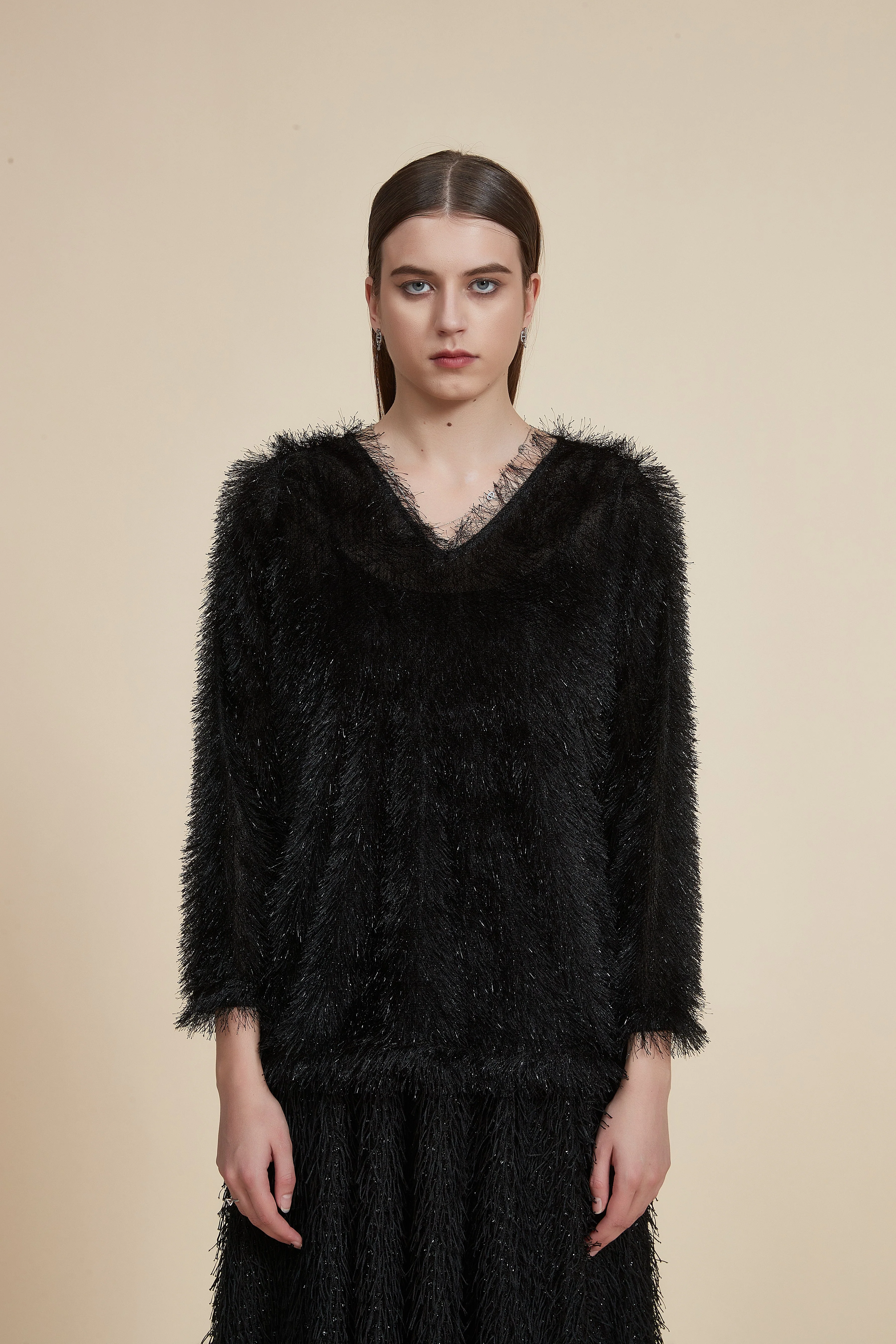 Long Sleeve V-Neck Winter Blouse - Image 2