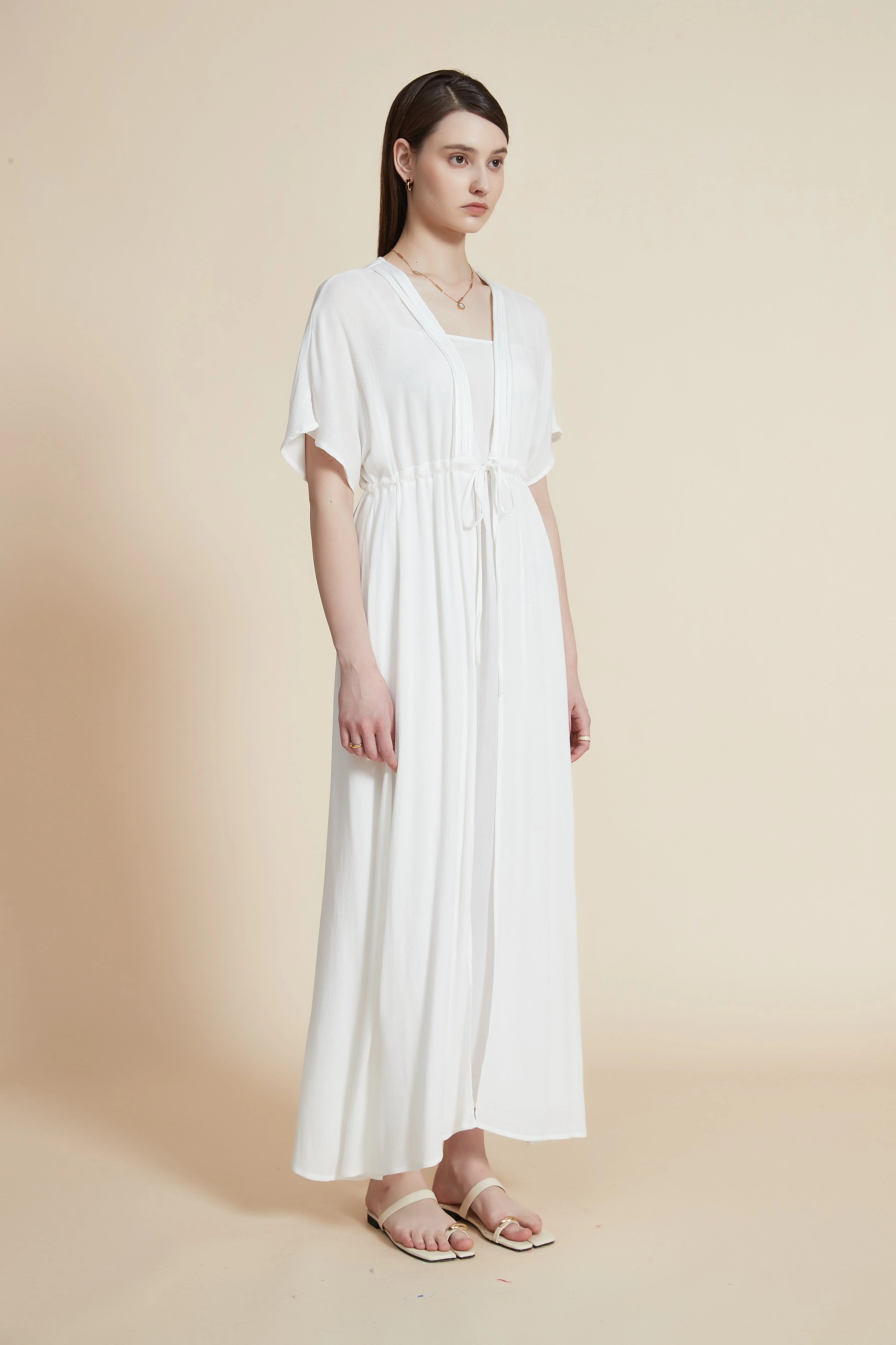 V-Neck Solid Long Half-Sleeve Dress - Image 6