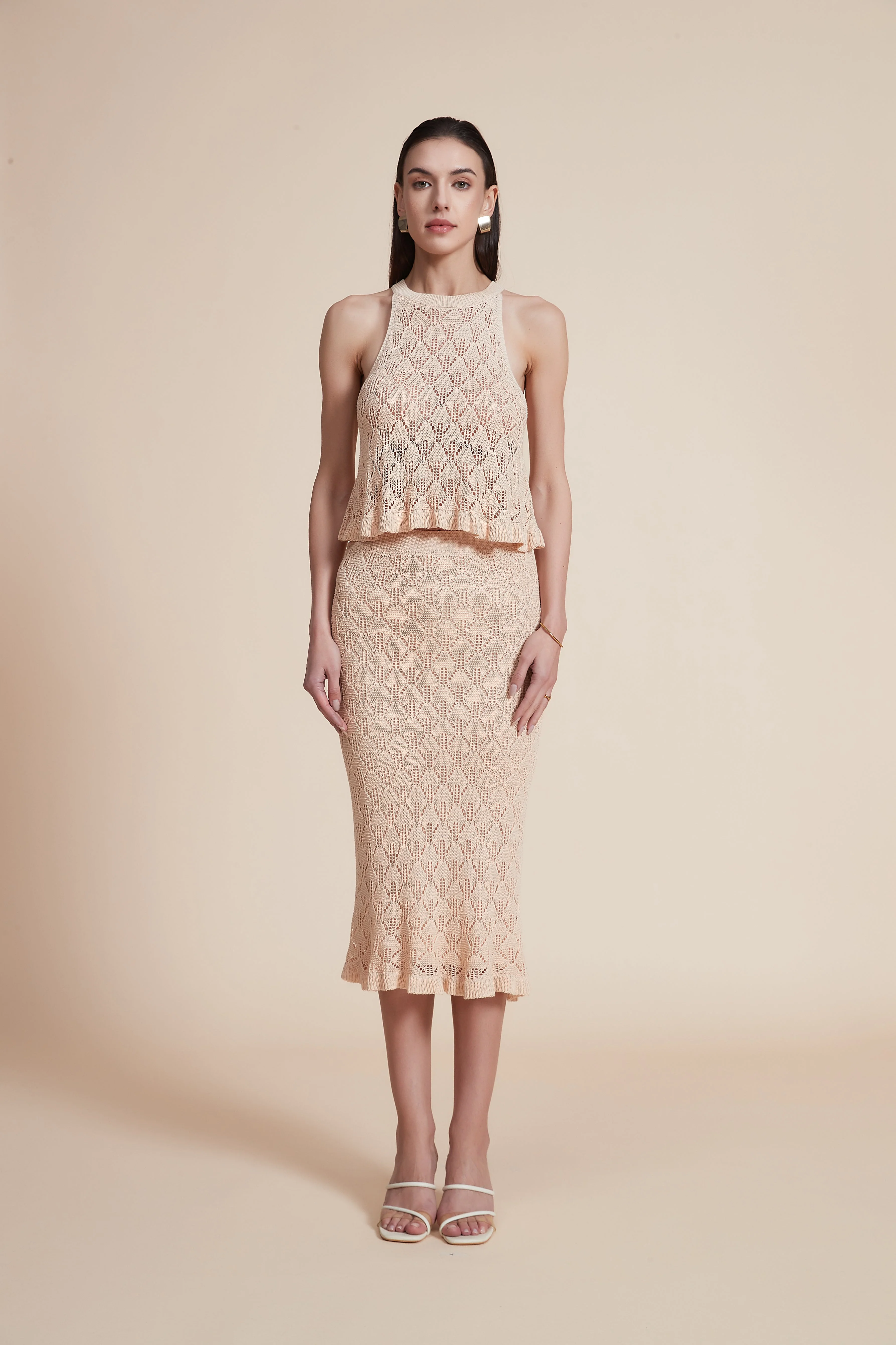 Lace-Detail Floral Midi Skirt - Image 2