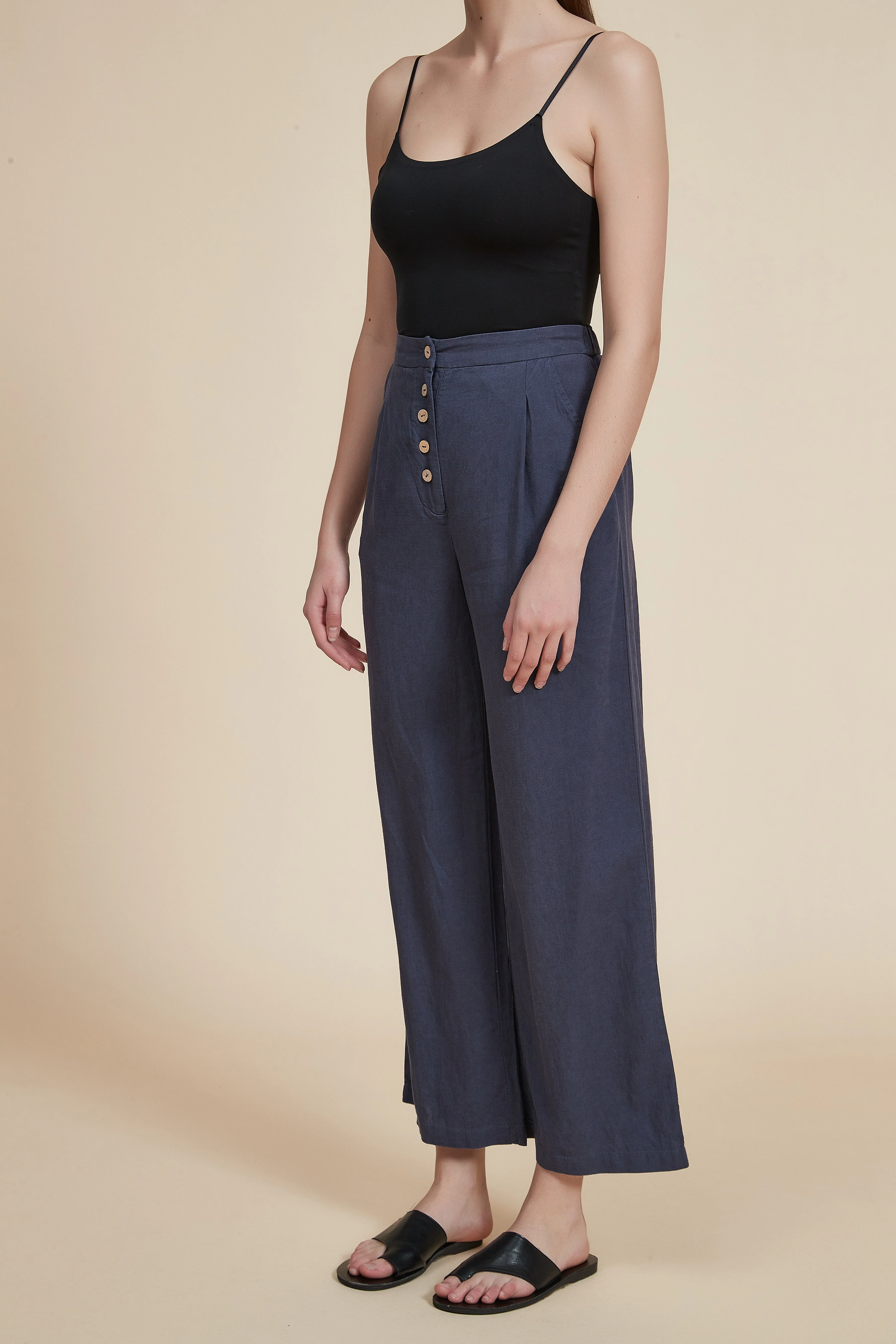Classic Wide-Leg Button Trousers - Image 6