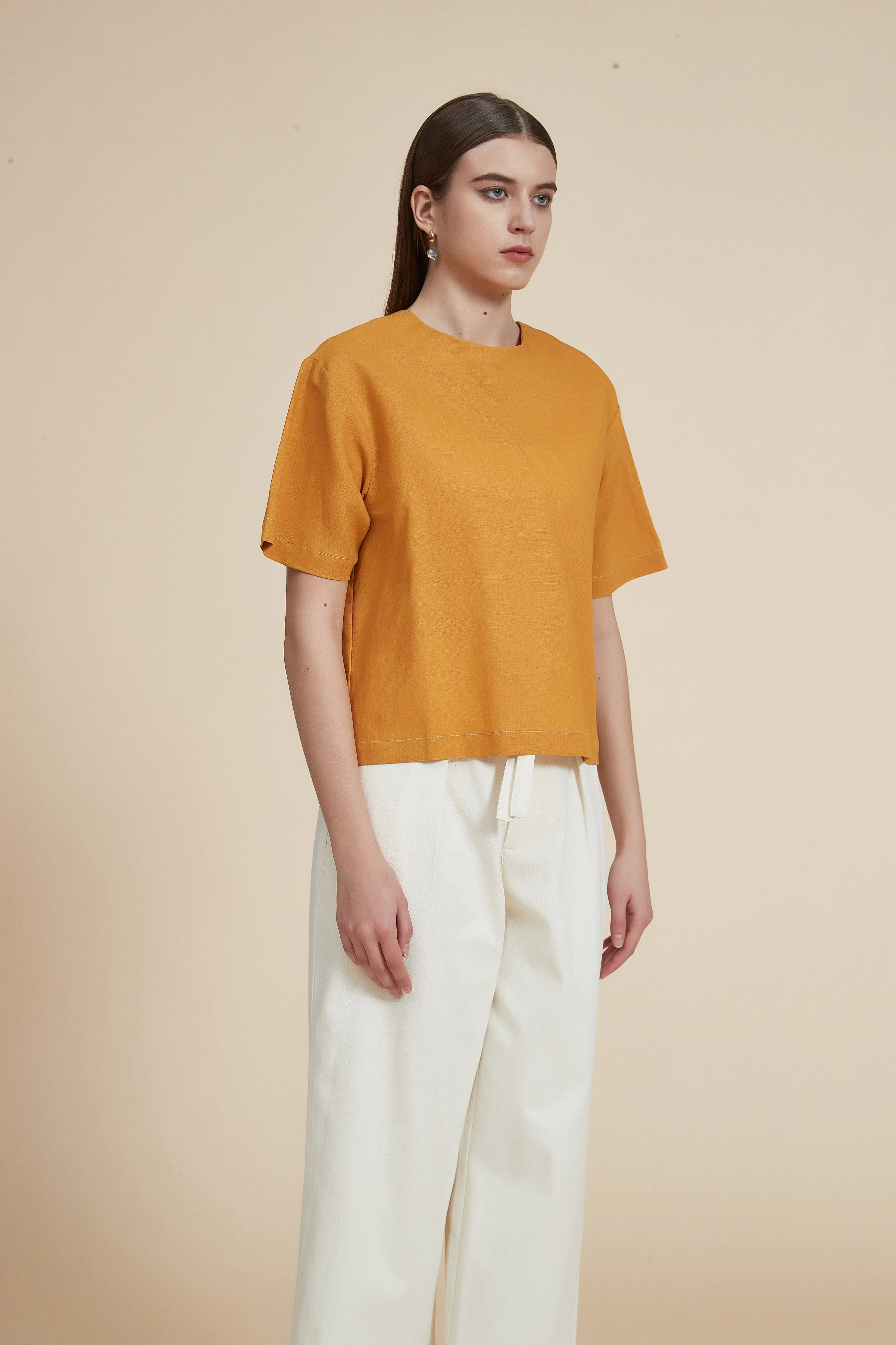 Cropped Solid Color Sleeveless Top with Round Neck - Image 4