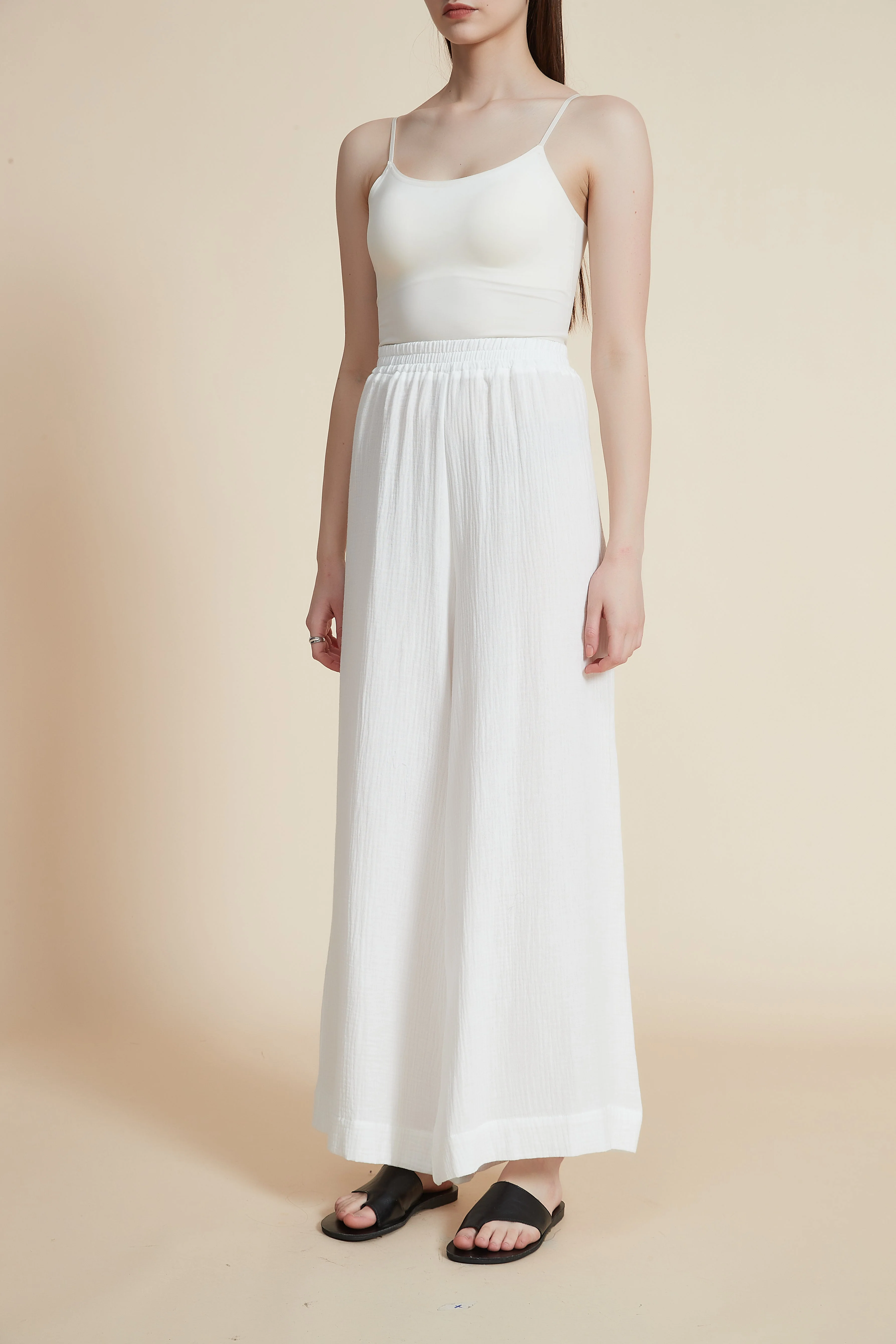 Plain Wide-Leg Solid Ribbed Trousers - Image 6