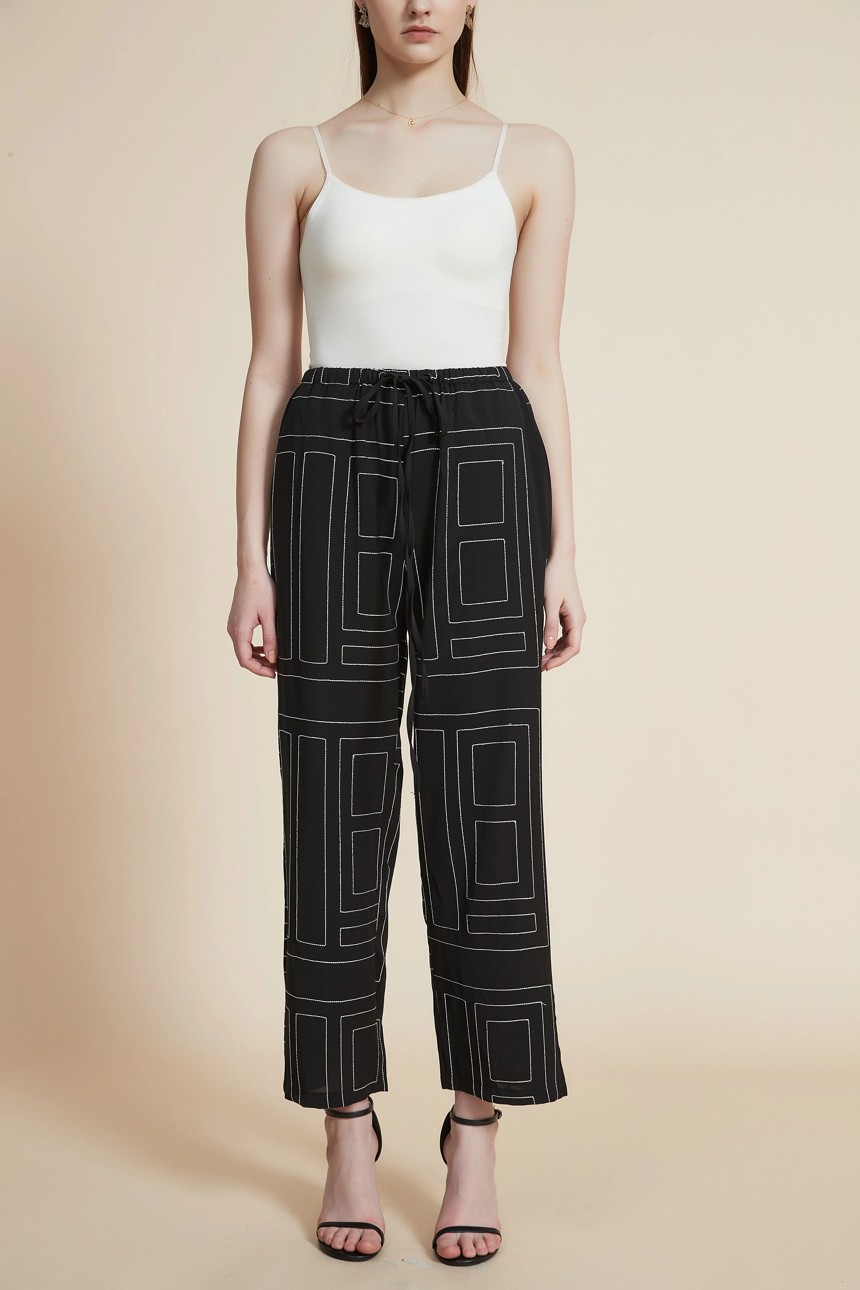 Wide-Leg Checked Trousers - Image 2