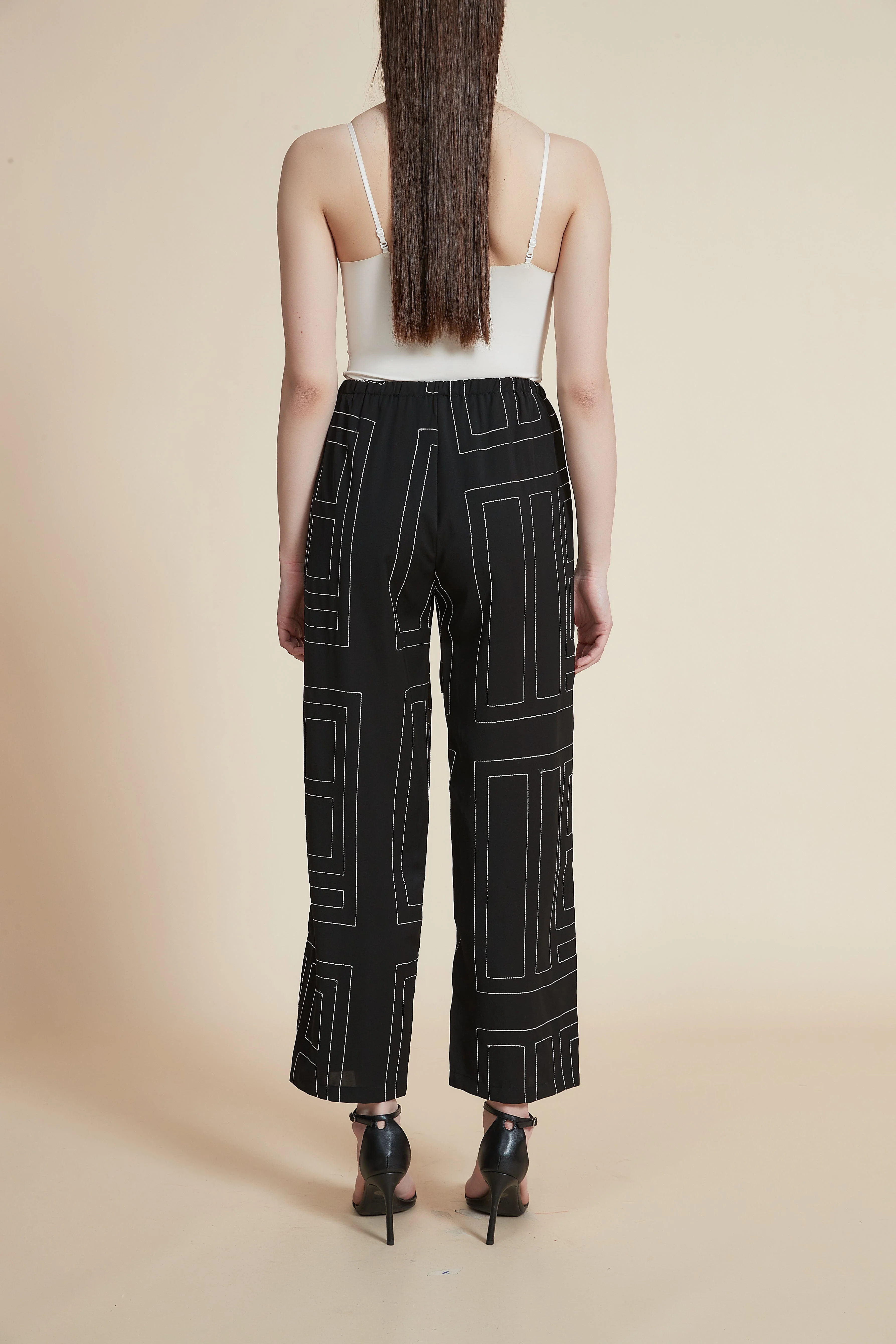 Wide-Leg Checked Trousers - Image 3