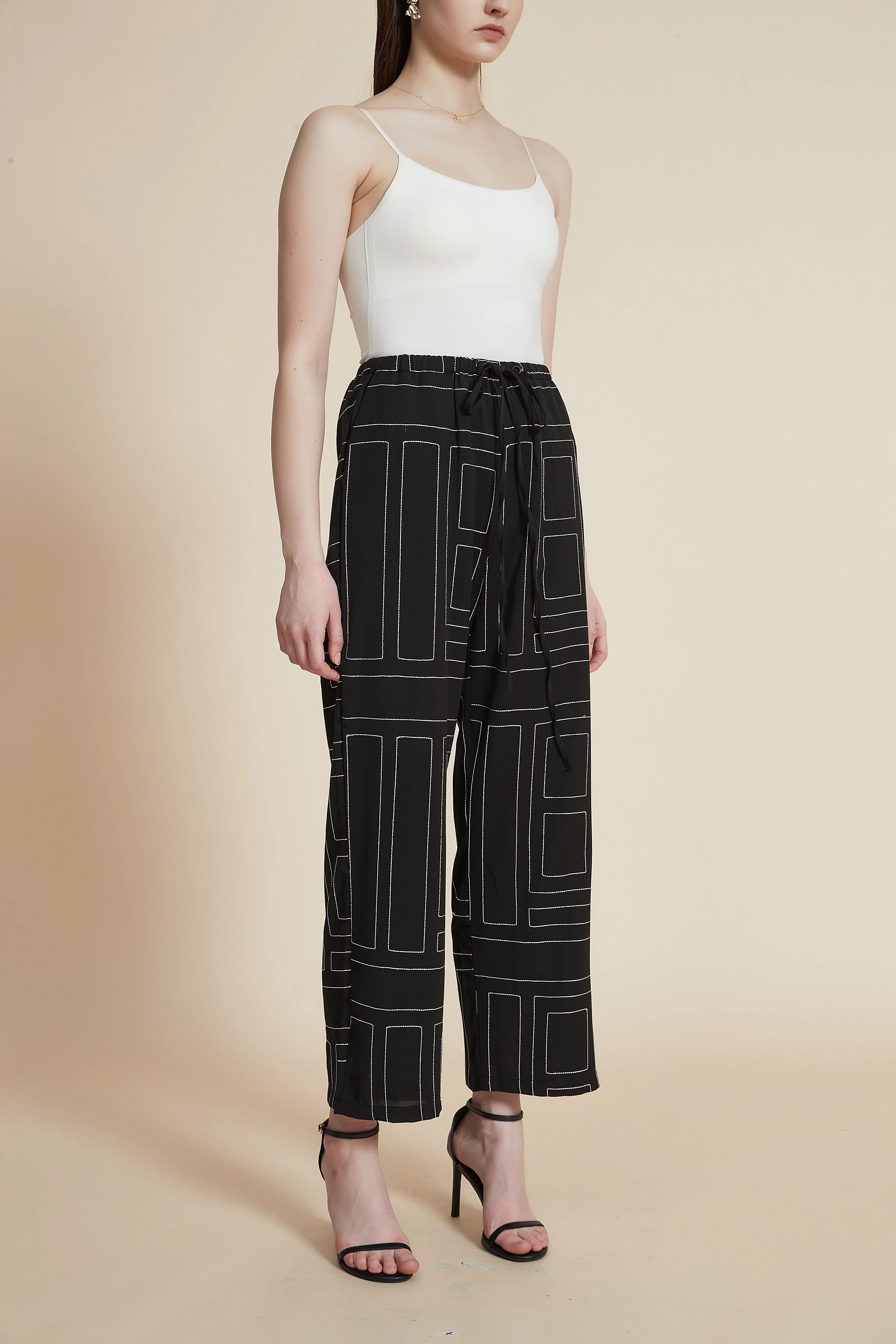 Wide-Leg Checked Trousers - Image 5