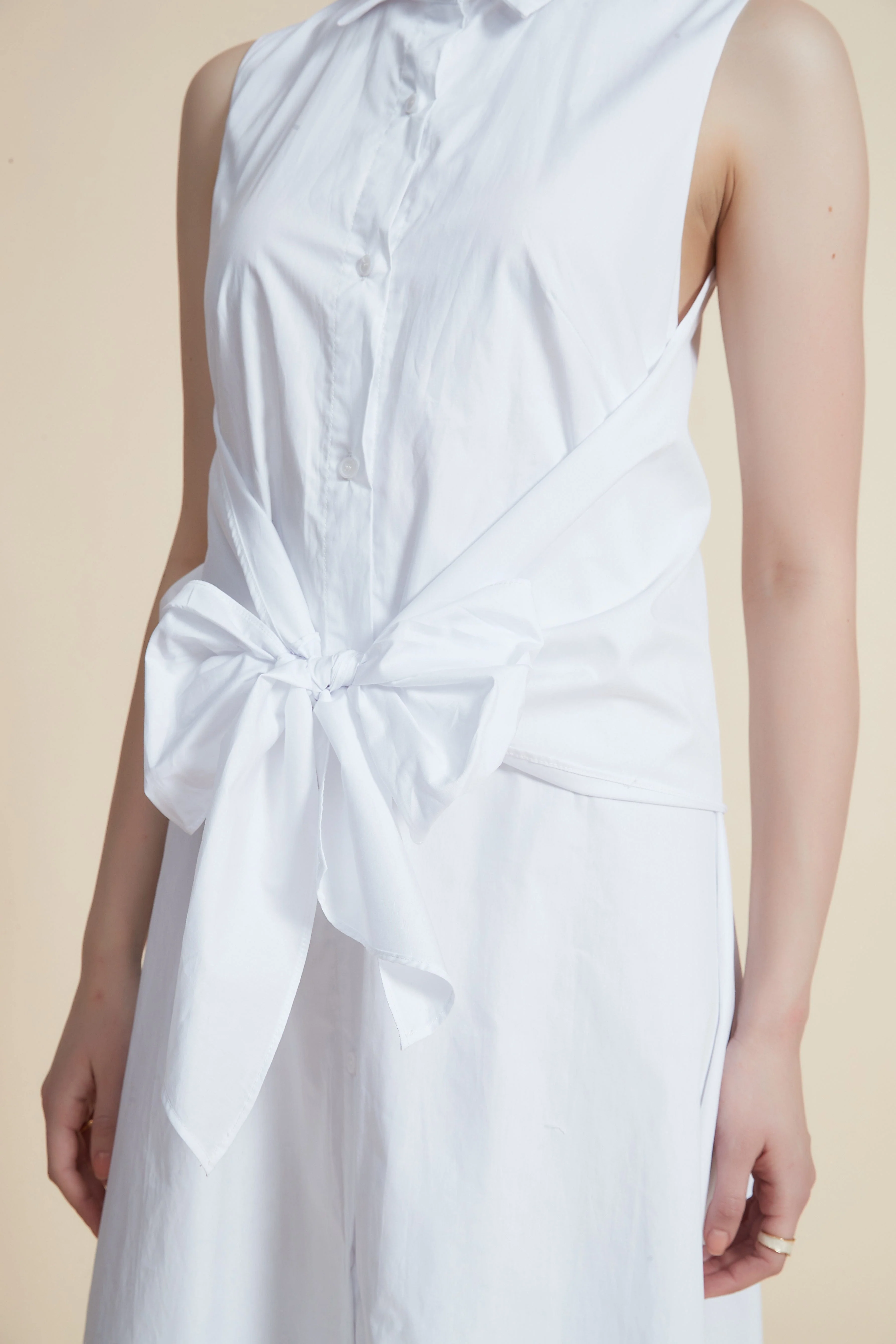 Plain Midi Dress with Ruffled Details and Shirt Collar - Image 4