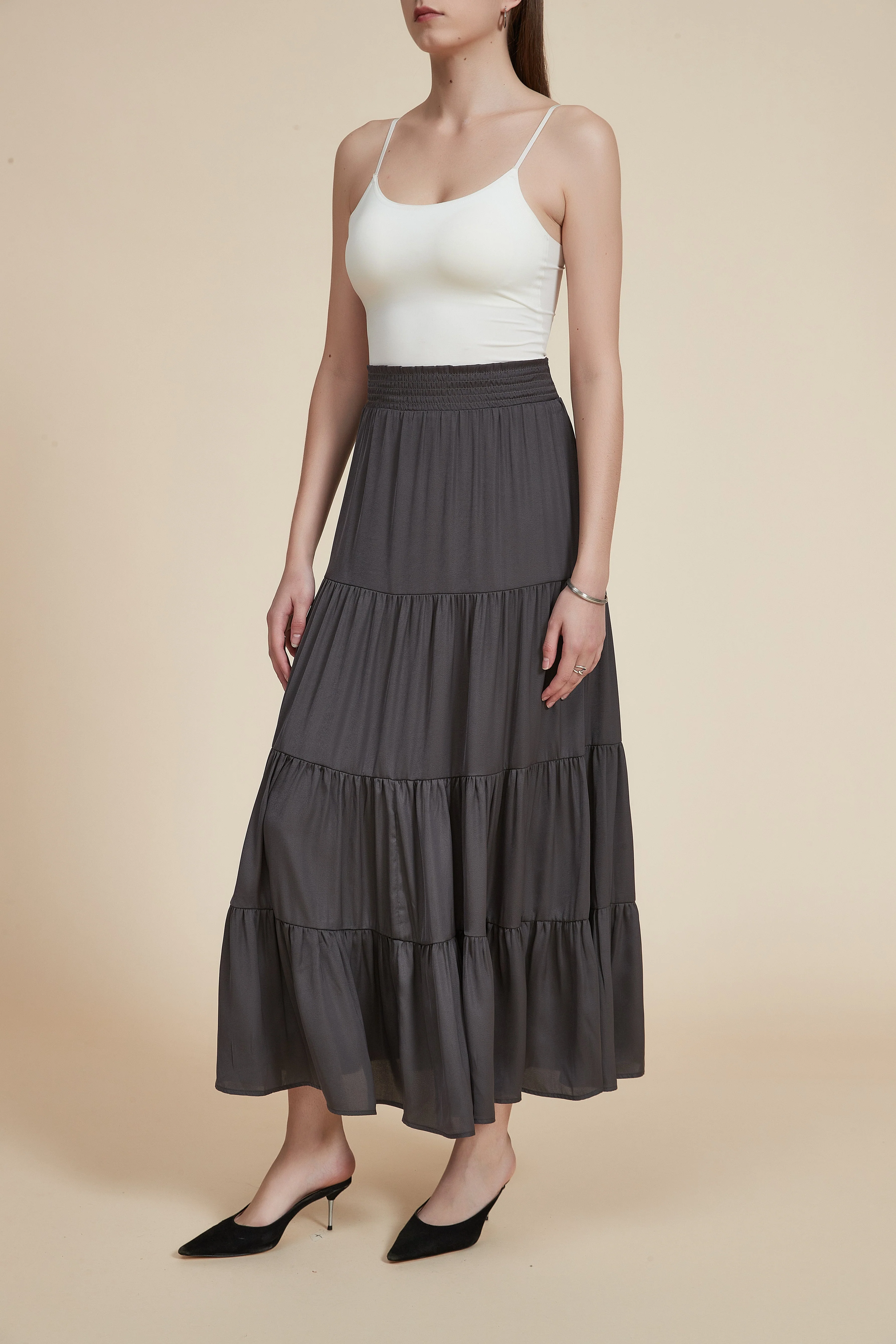 Plain Solid Ruffled Long Skirt - Image 7