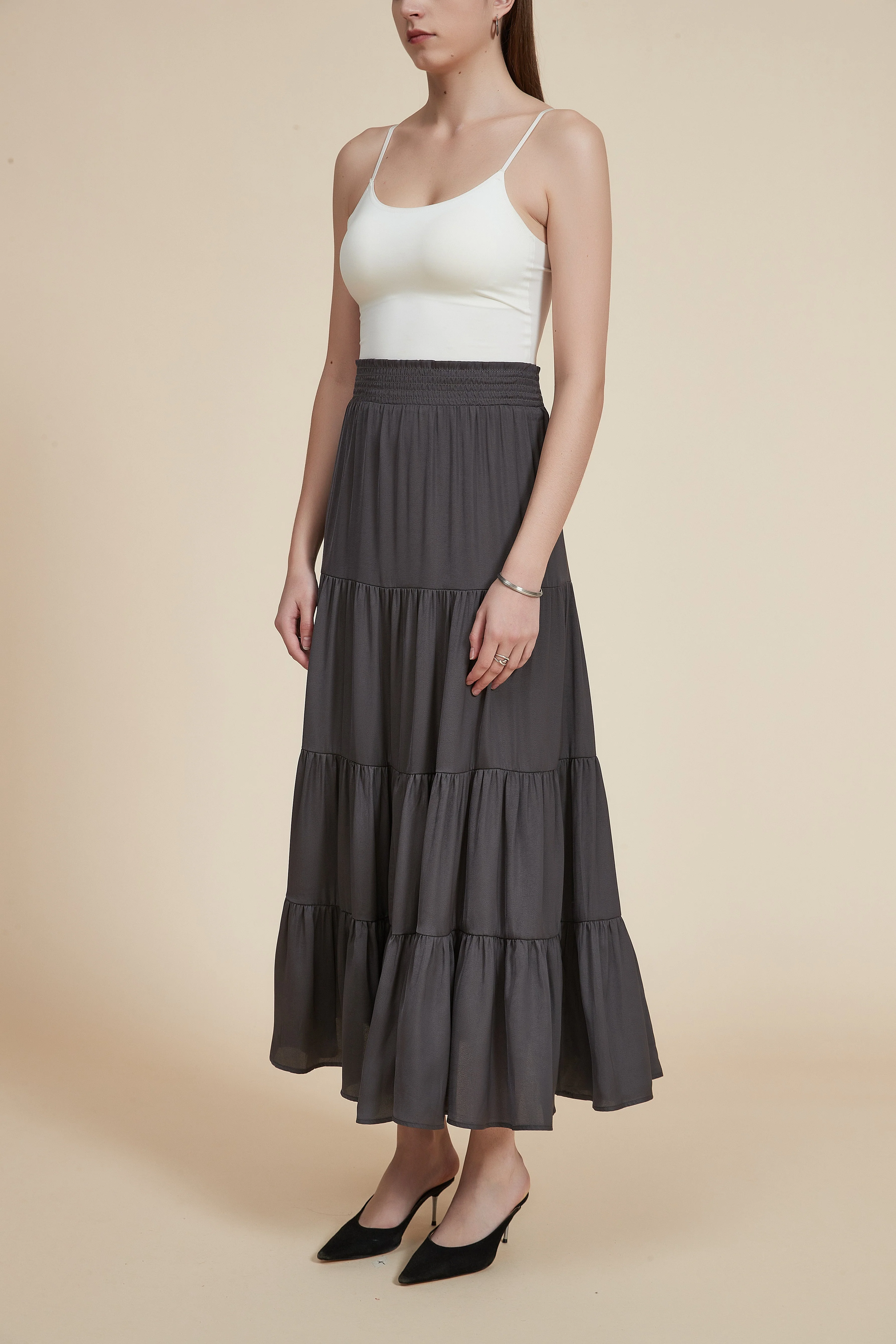 Plain Solid Ruffled Long Skirt - Image 9