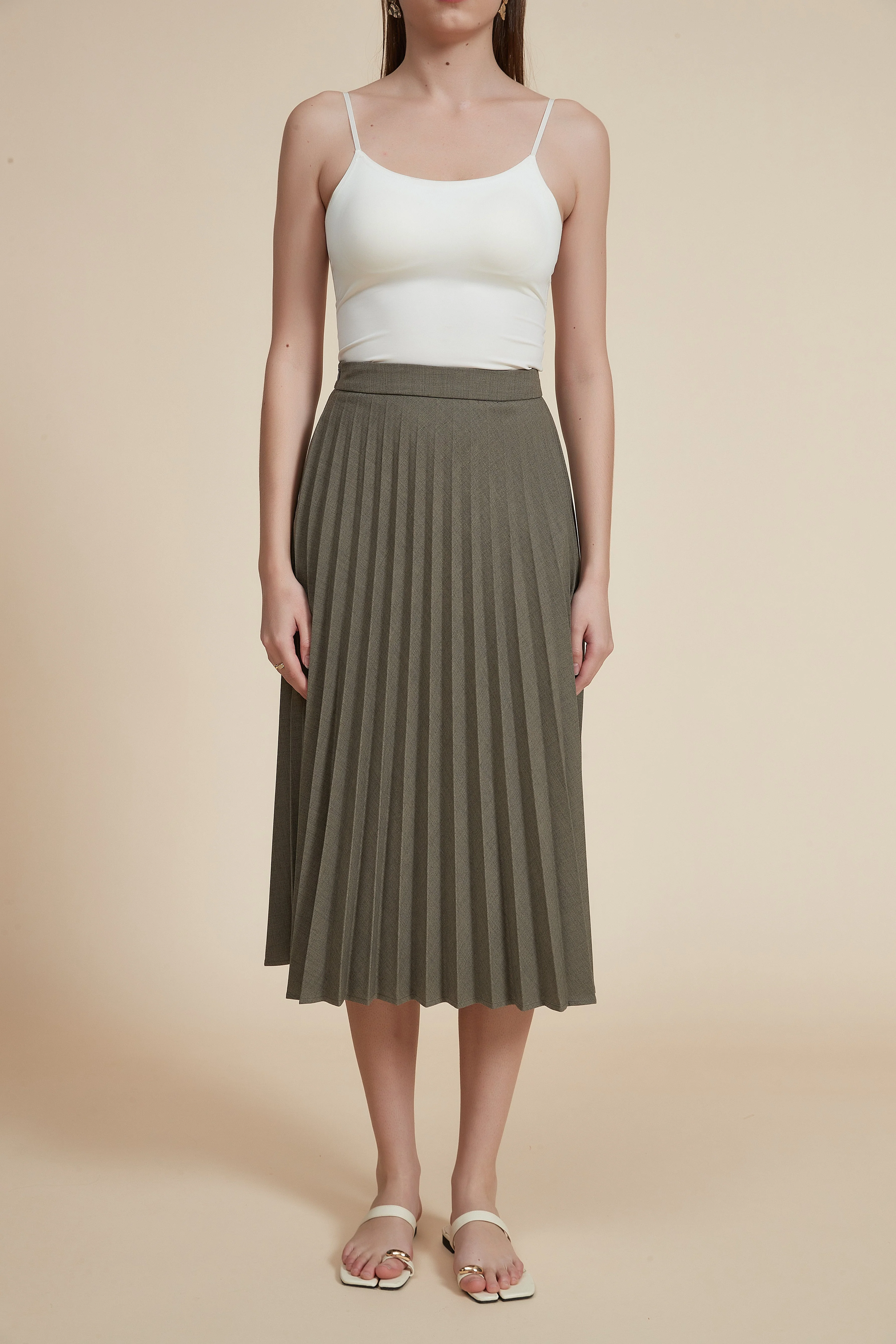 Plain Solid Midi Skirt - Image 2
