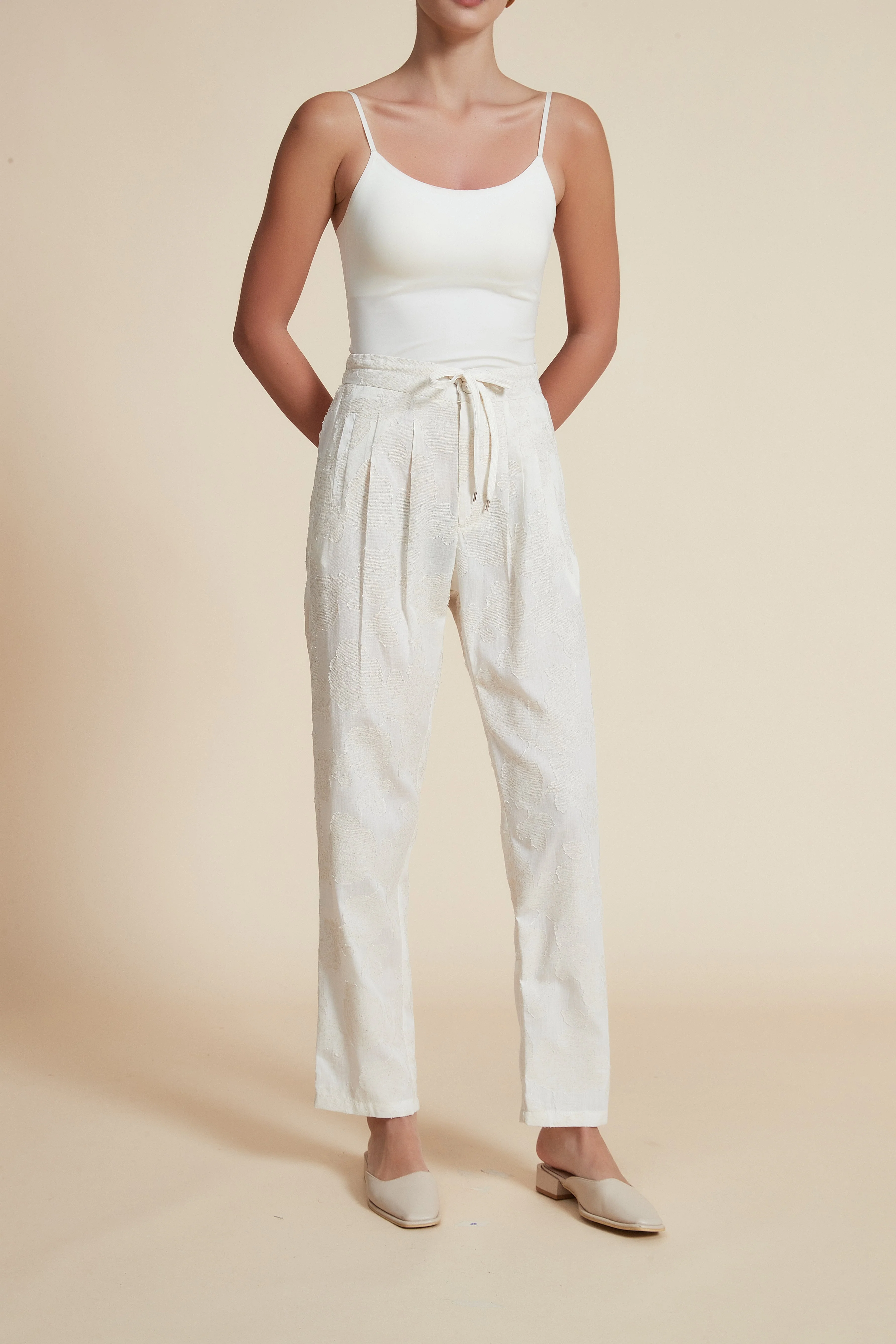 Plain Wide-Leg Trousers with Belt