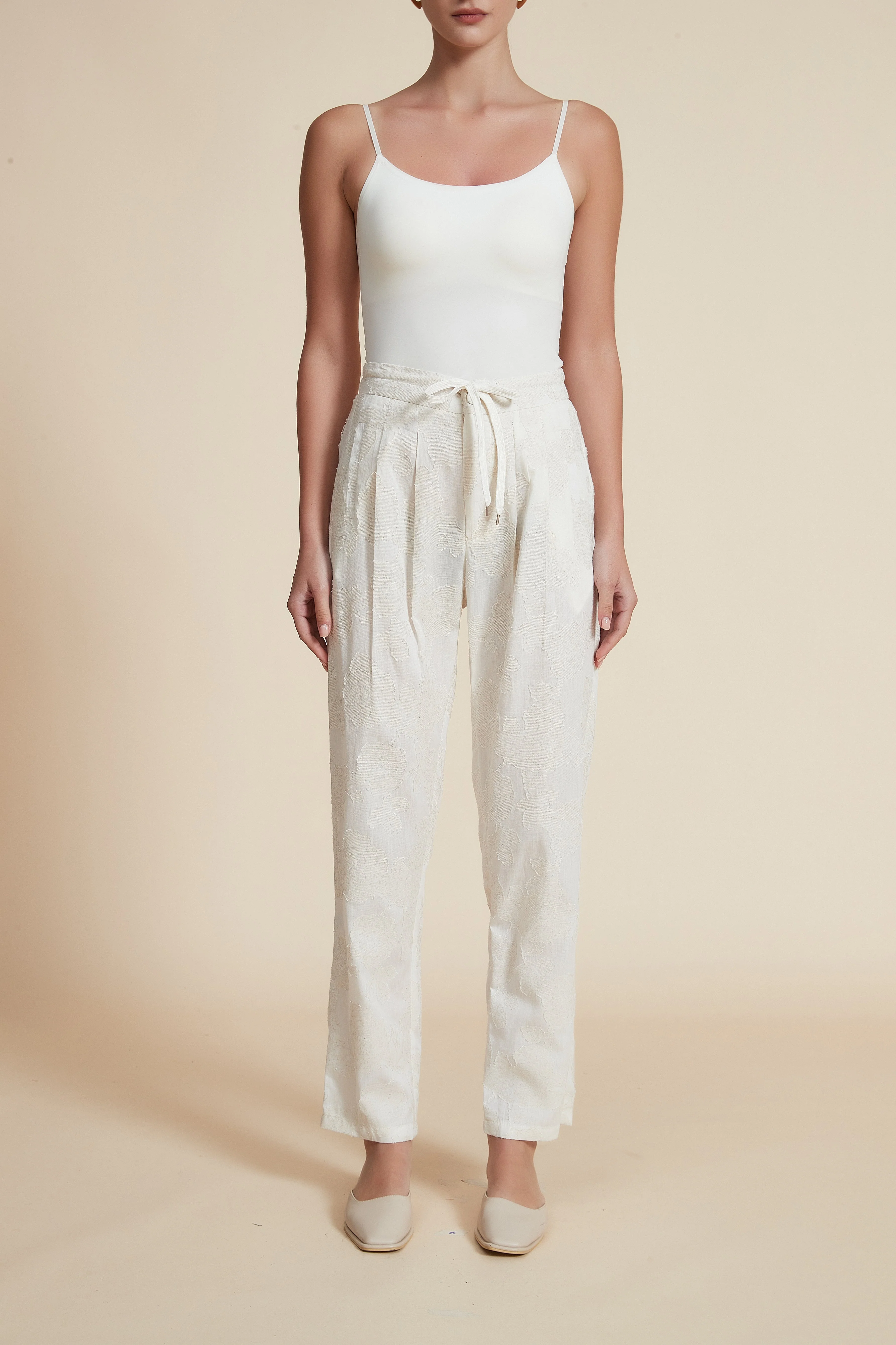 Plain Wide-Leg Trousers with Belt - Image 2