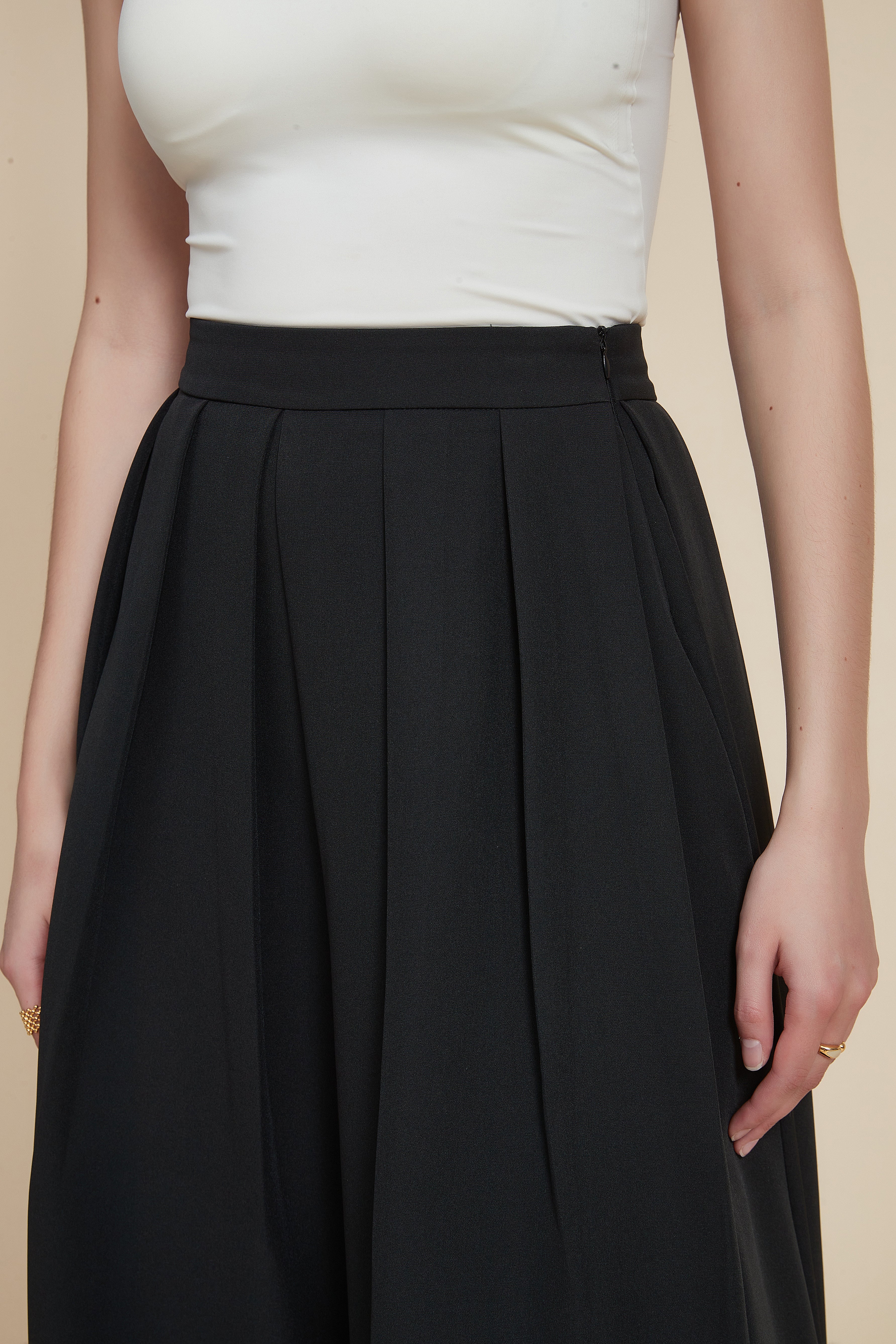 Plain Solid Ruffled Midi Skirt - Image 3